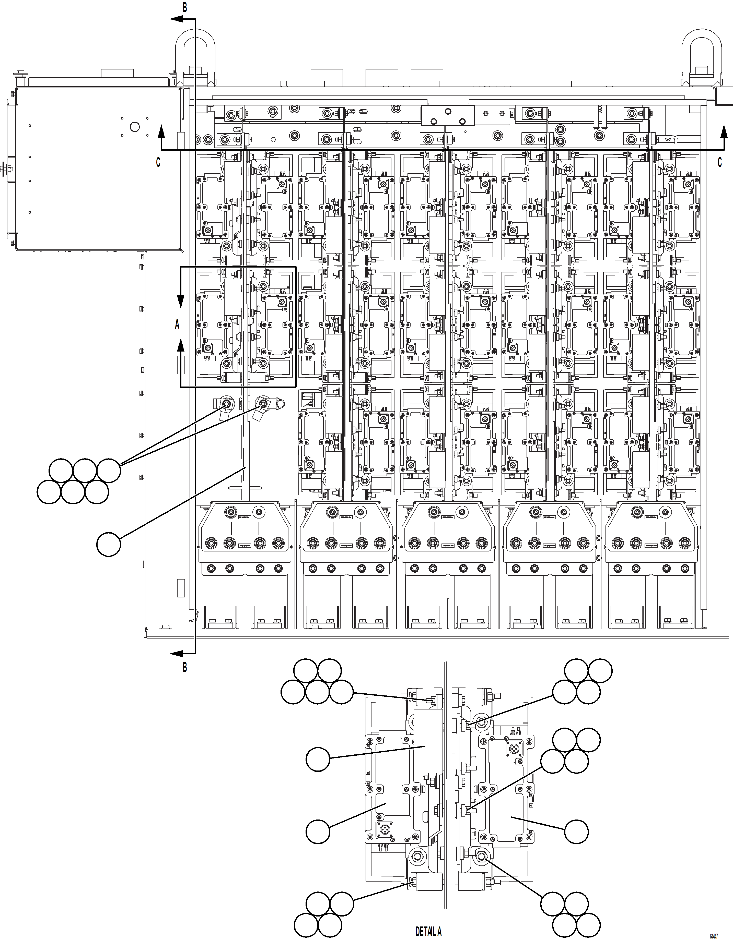 Komatsu parts book diagram for AFE73-B 980E-4 S/N A40031 - A40032 ANTAMINA: CONTROL CABINET - HIGH VOLTAGE  2/6   58B-43-00700