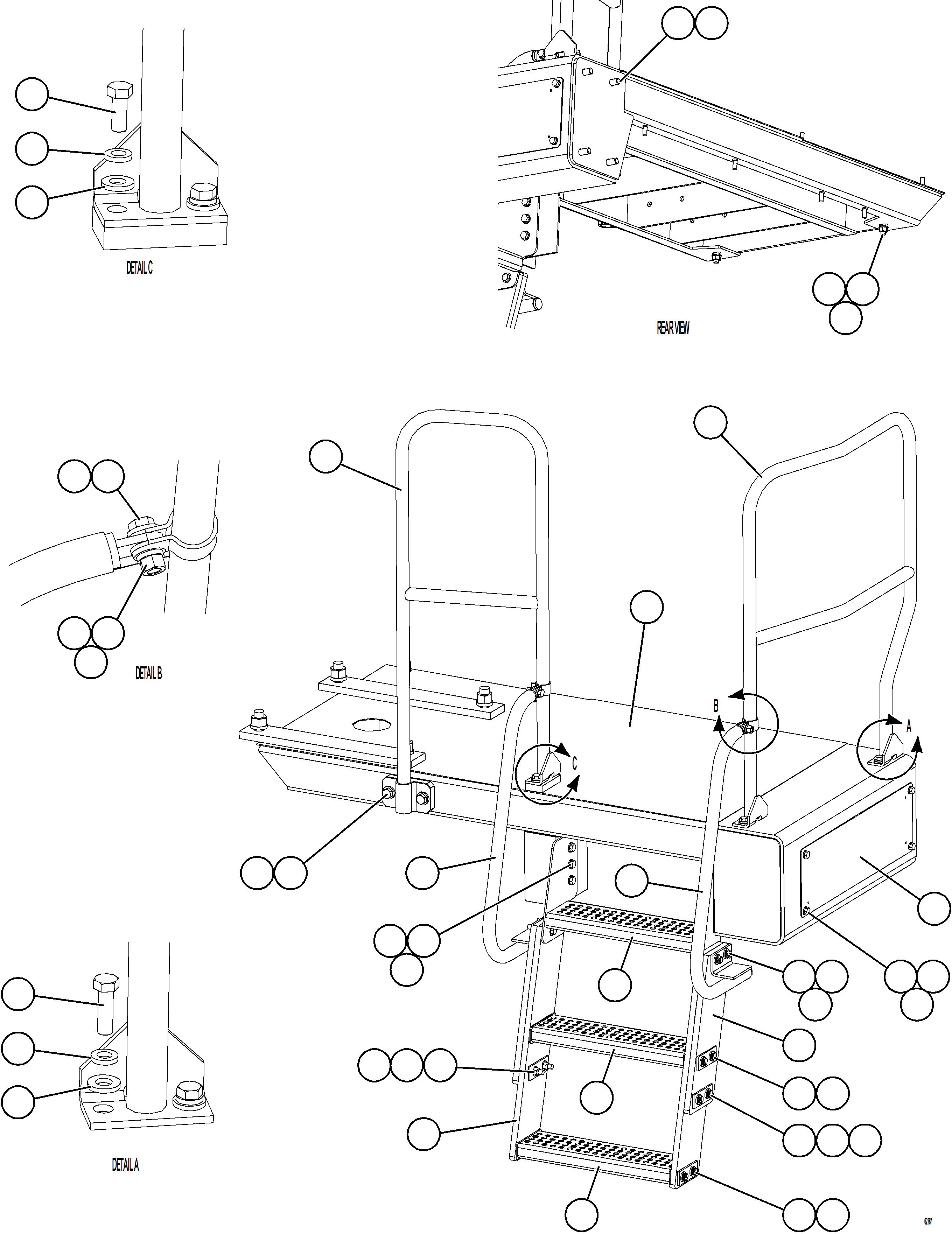 Komatsu parts book diagram for AFE73-F 980E-4 S/N A40071 COLLAHUASI: RH STEPS & PLATFORM
