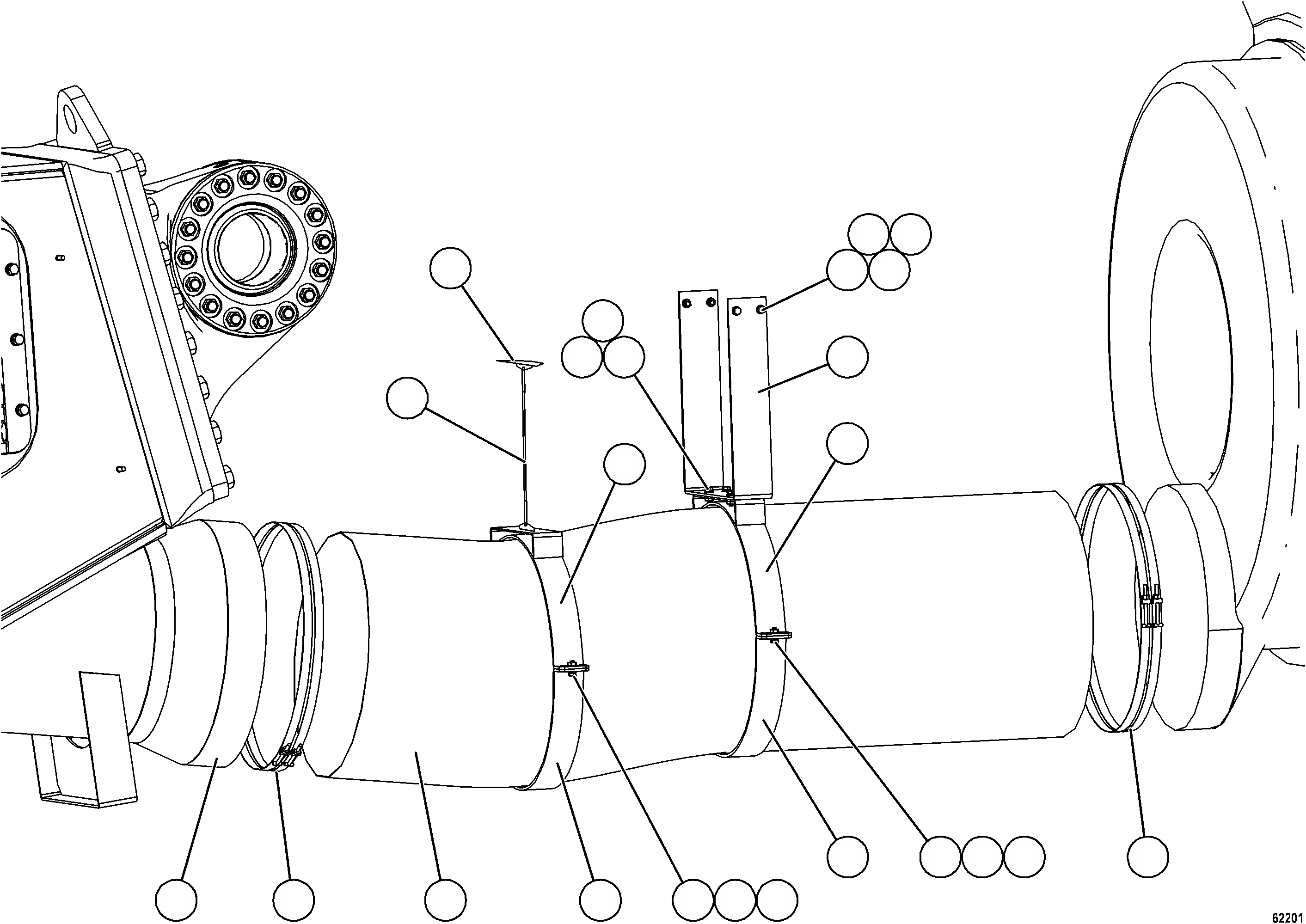 Komatsu parts book diagram for AFE73-F 980E-4 S/N A40071 COLLAHUASI: AXLE AIR BLOWER HOSE INSTALLATION