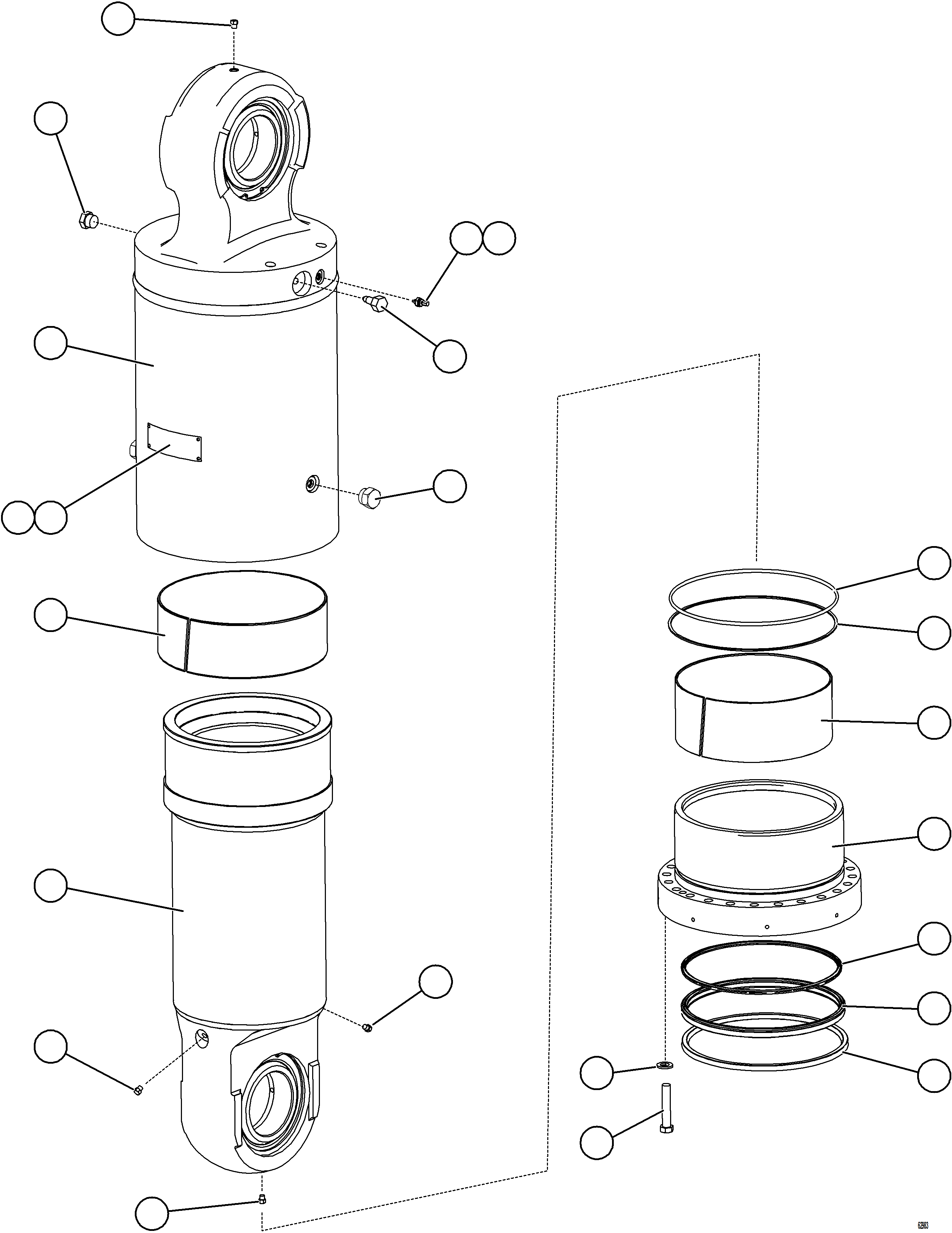 Komatsu parts book diagram for AFE73-F 980E-4 S/N A40071 COLLAHUASI: REAR SUSPENSION ASSEMBLY  (CW)    58B-50-10110
