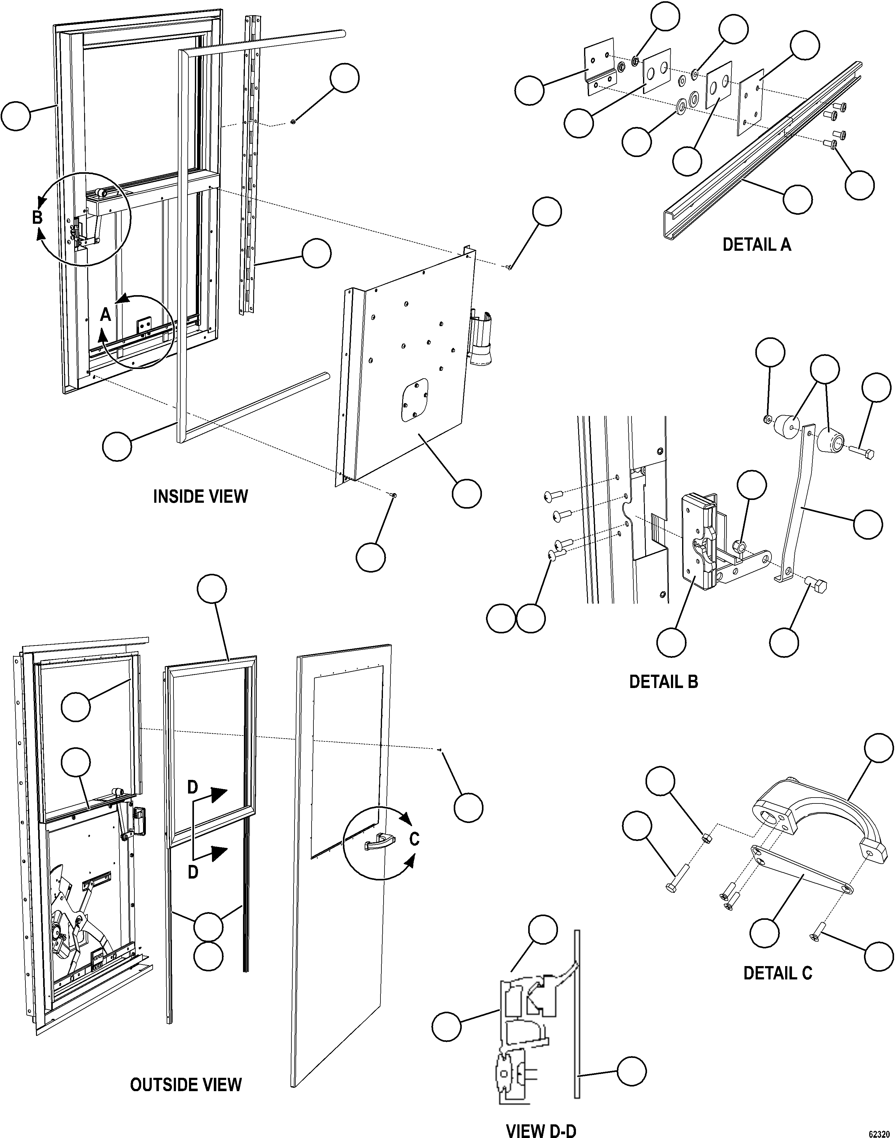 Komatsu parts book diagram for AFE73-F 980E-4 S/N A40071 COLLAHUASI: DOOR - RH    58E-54-10091