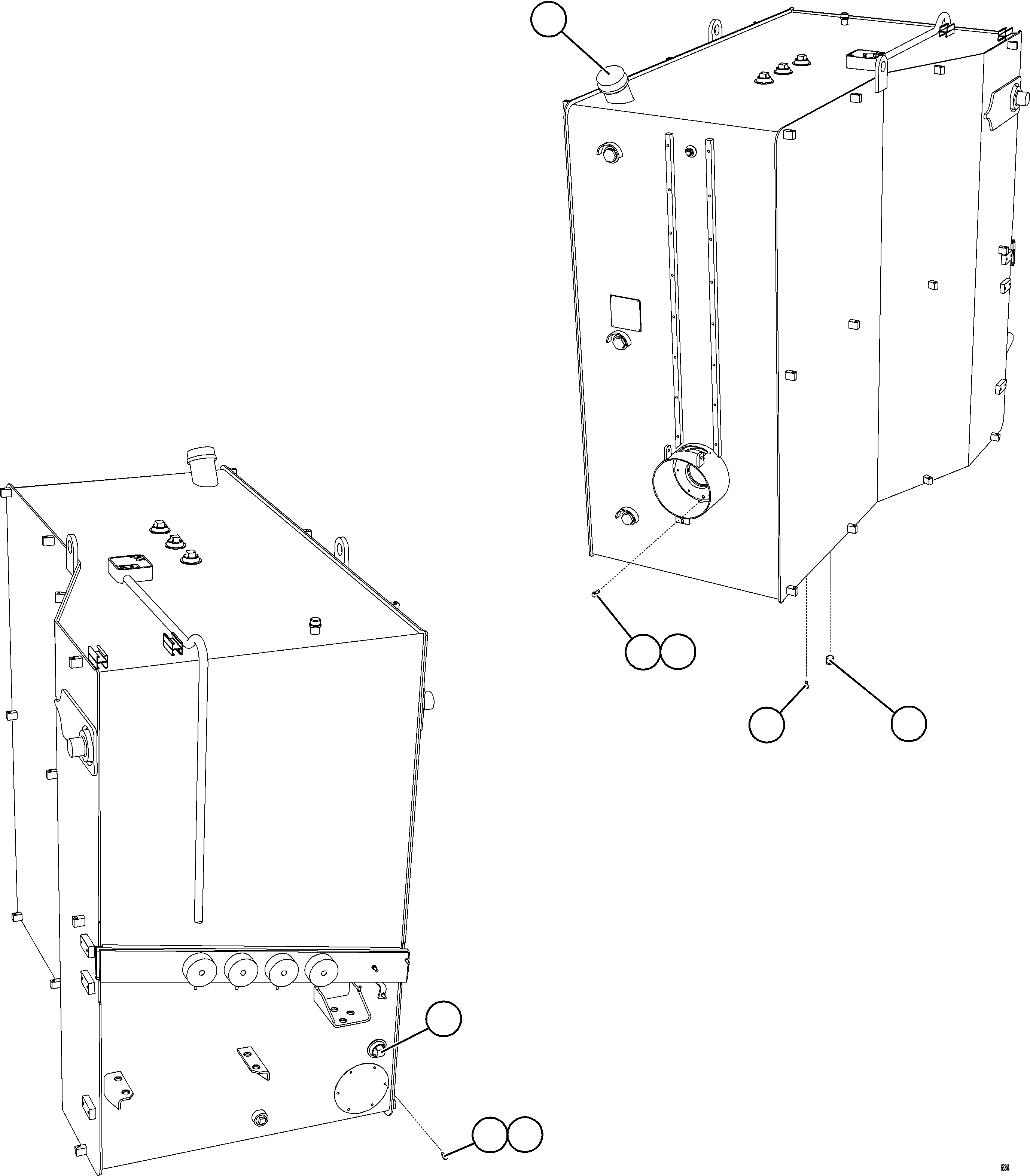 Komatsu parts book diagram for AFE73-F 980E-4 S/N A40071 COLLAHUASI: FUEL TANK    58B-04-00183