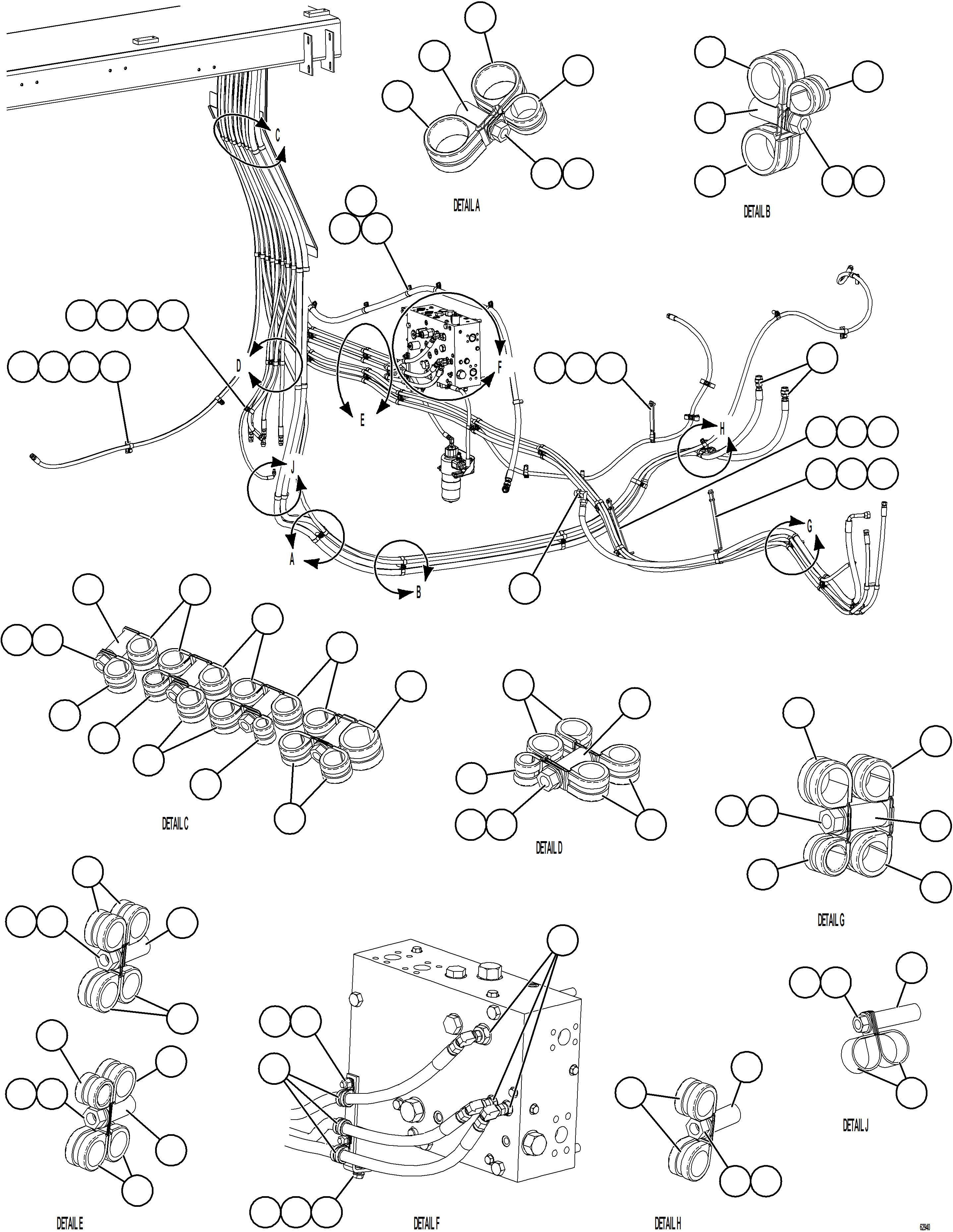 Komatsu parts book diagram for AFE73-F 980E-4 S/N A40071 COLLAHUASI: HYDRAULIC BRAKE CABINET HOSE ROUTING    2/2