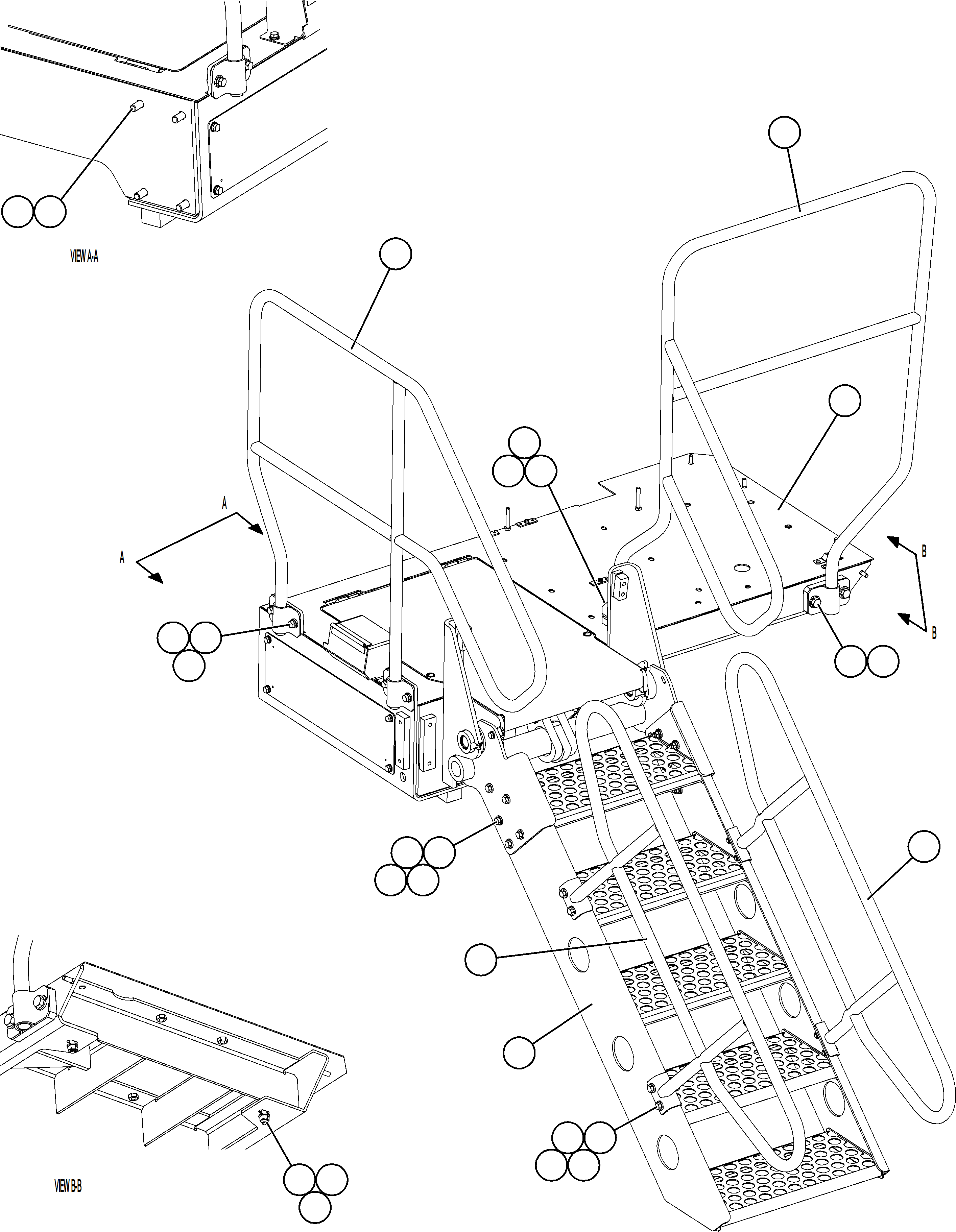 Komatsu parts book diagram for AFE73-F 980E-4 S/N A40071 COLLAHUASI: RETRACTABLE LADDER    1/2