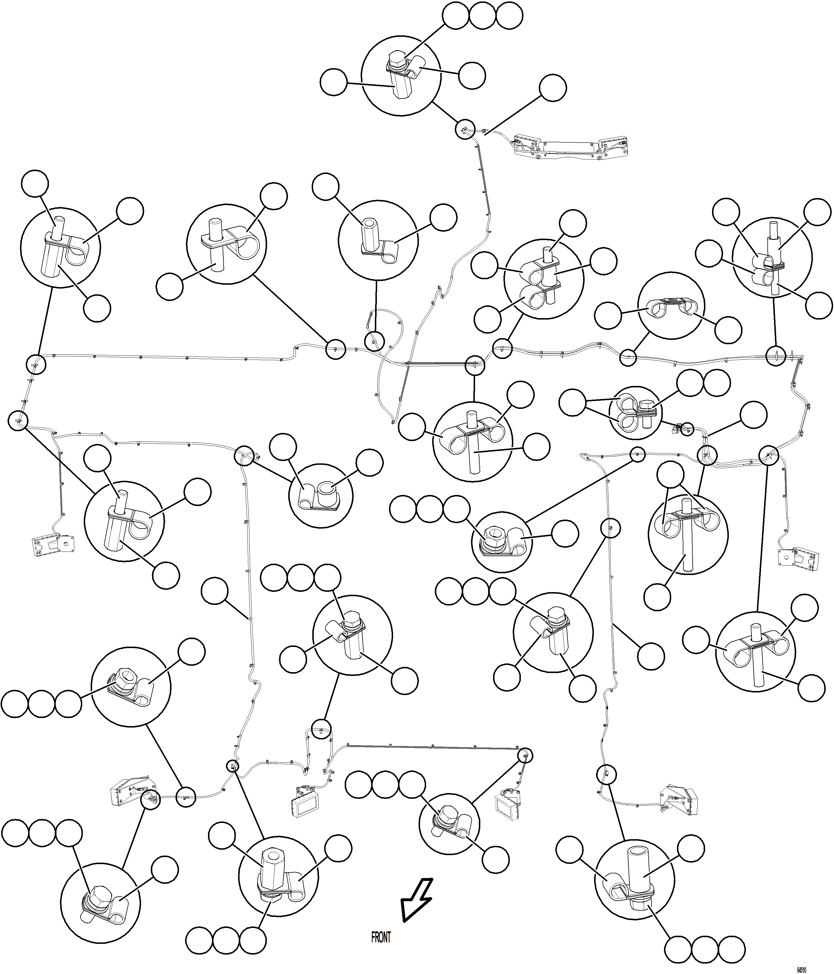 Komatsu parts book diagram for AFE73-F 980E-4 S/N A40071 COLLAHUASI: KOMVISION RADAR HARNESS ROUTING