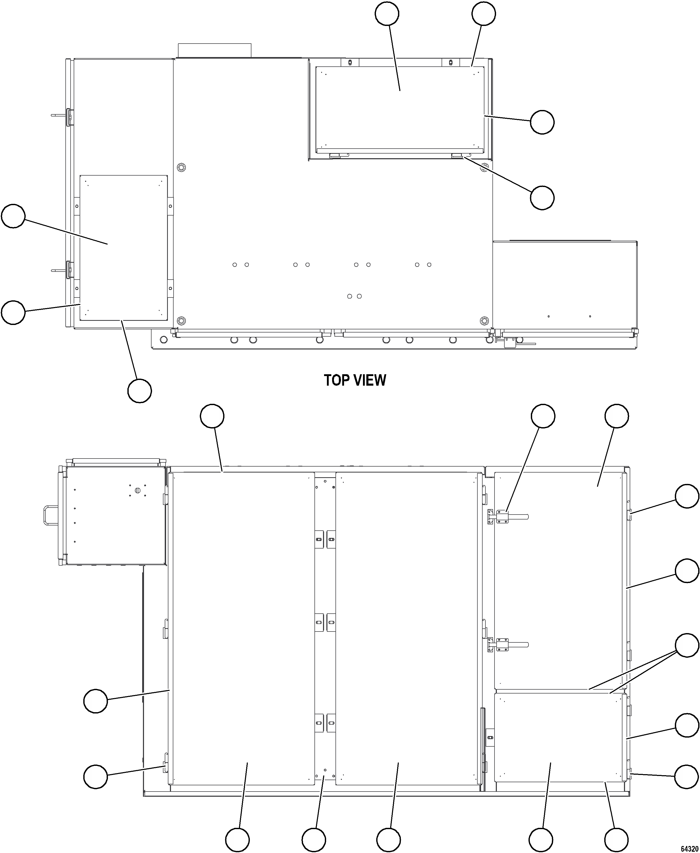 Komatsu parts book diagram for AFE73-F 980E-4 S/N A40071 COLLAHUASI: CONTROL CABINET - DOORS & COVERS    1/2