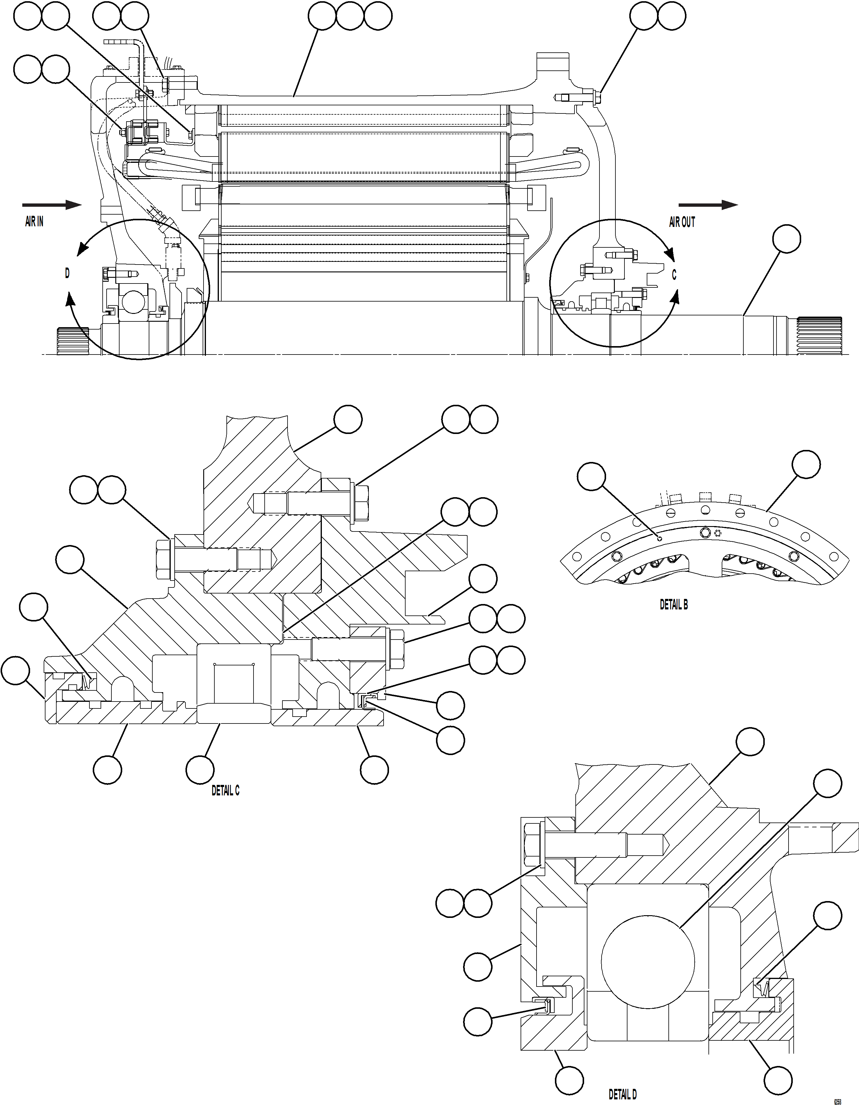 Komatsu parts book diagram for AFE73-F 980E-4 S/N A40071 COLLAHUASI: ELECTRIC WHEEL MOTOR    1/3    58B-06-30400