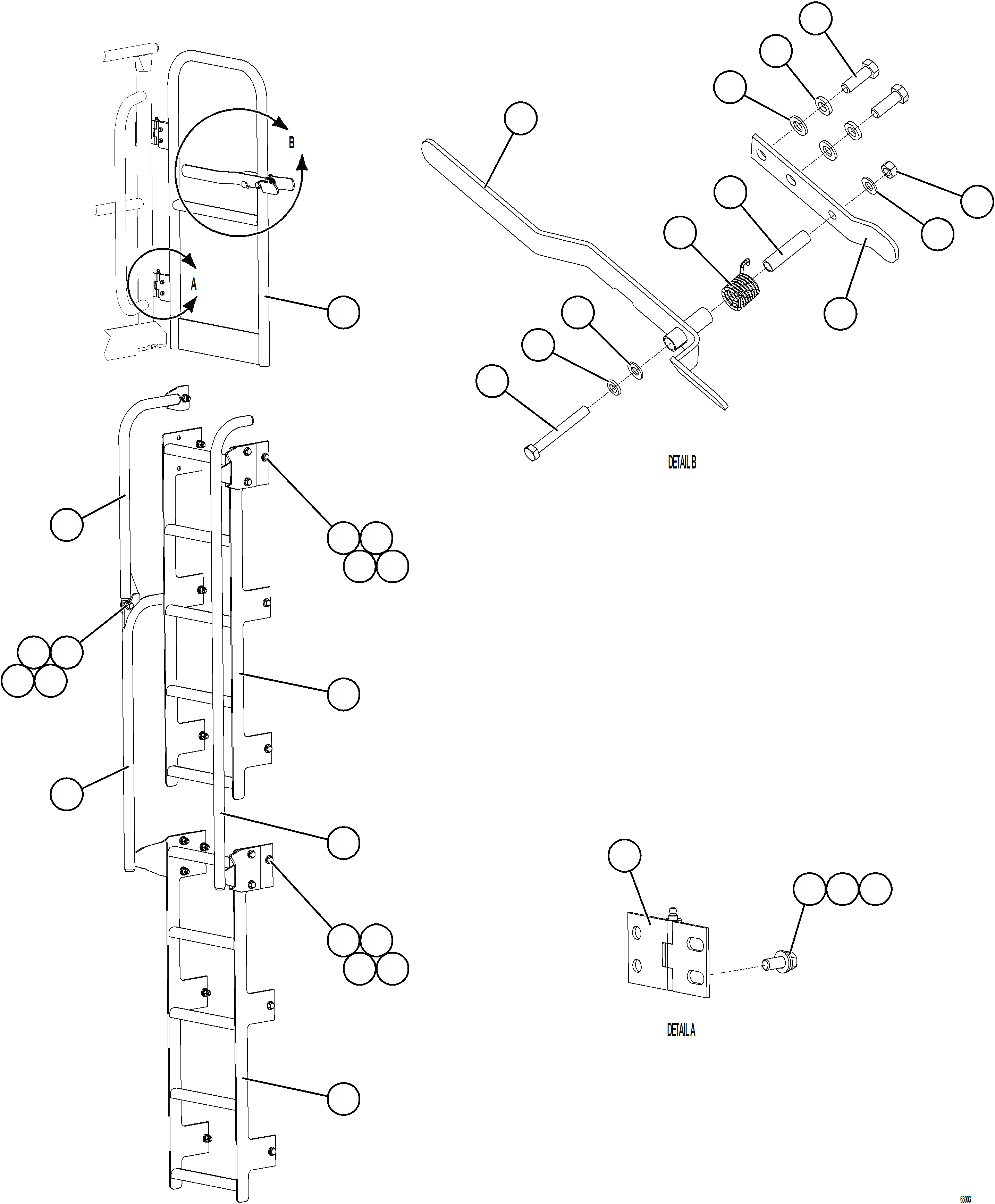 Komatsu parts book diagram for AFE73-J 980E-4 S/N A40124 & A40131 - A40133 EPSA: RH GATE & LADDER
