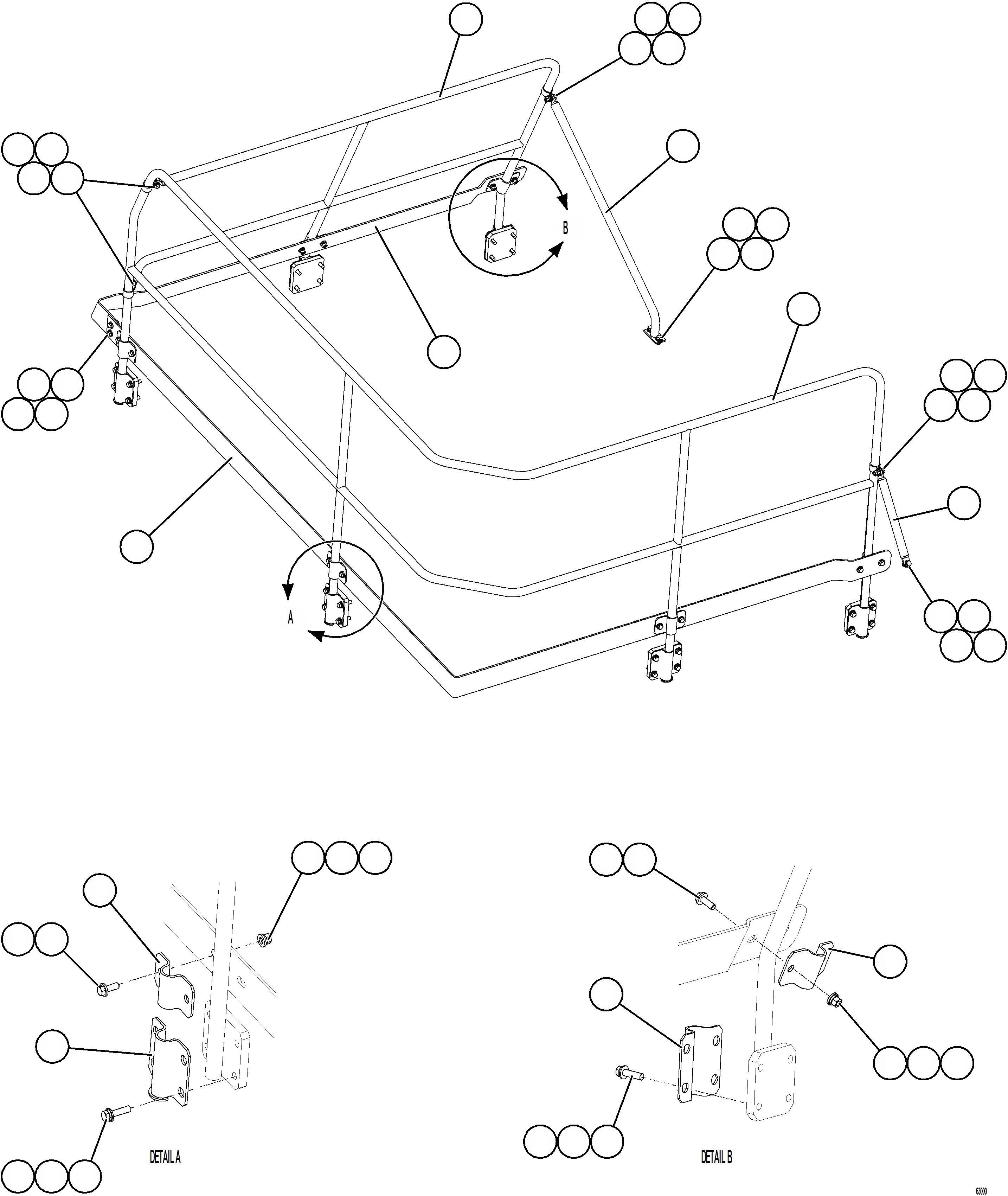 Komatsu parts book diagram for AFE73-J 980E-4 S/N A40124 & A40131 - A40133 EPSA: HANDRAILS - RETARDING GRID
