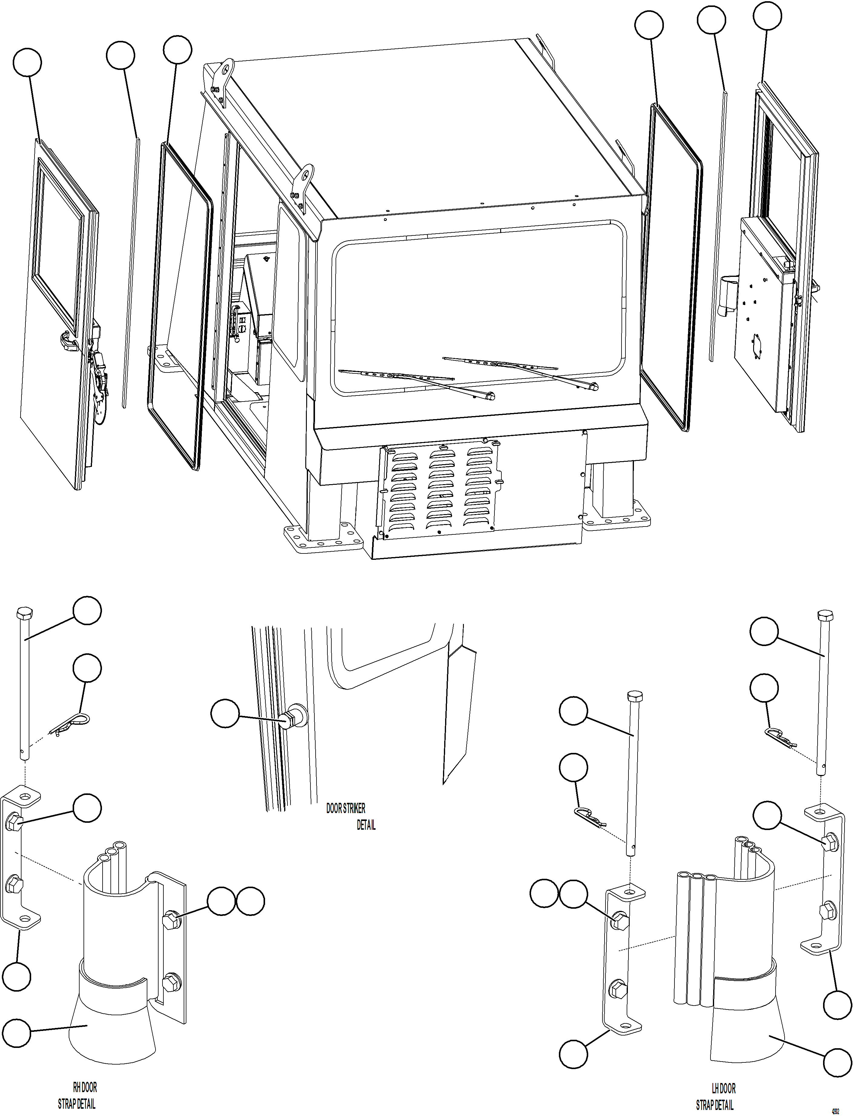 Komatsu parts book diagram for AFE73-J 980E-4 S/N A40124 & A40131 - A40133 EPSA: DOOR INSTALLATION