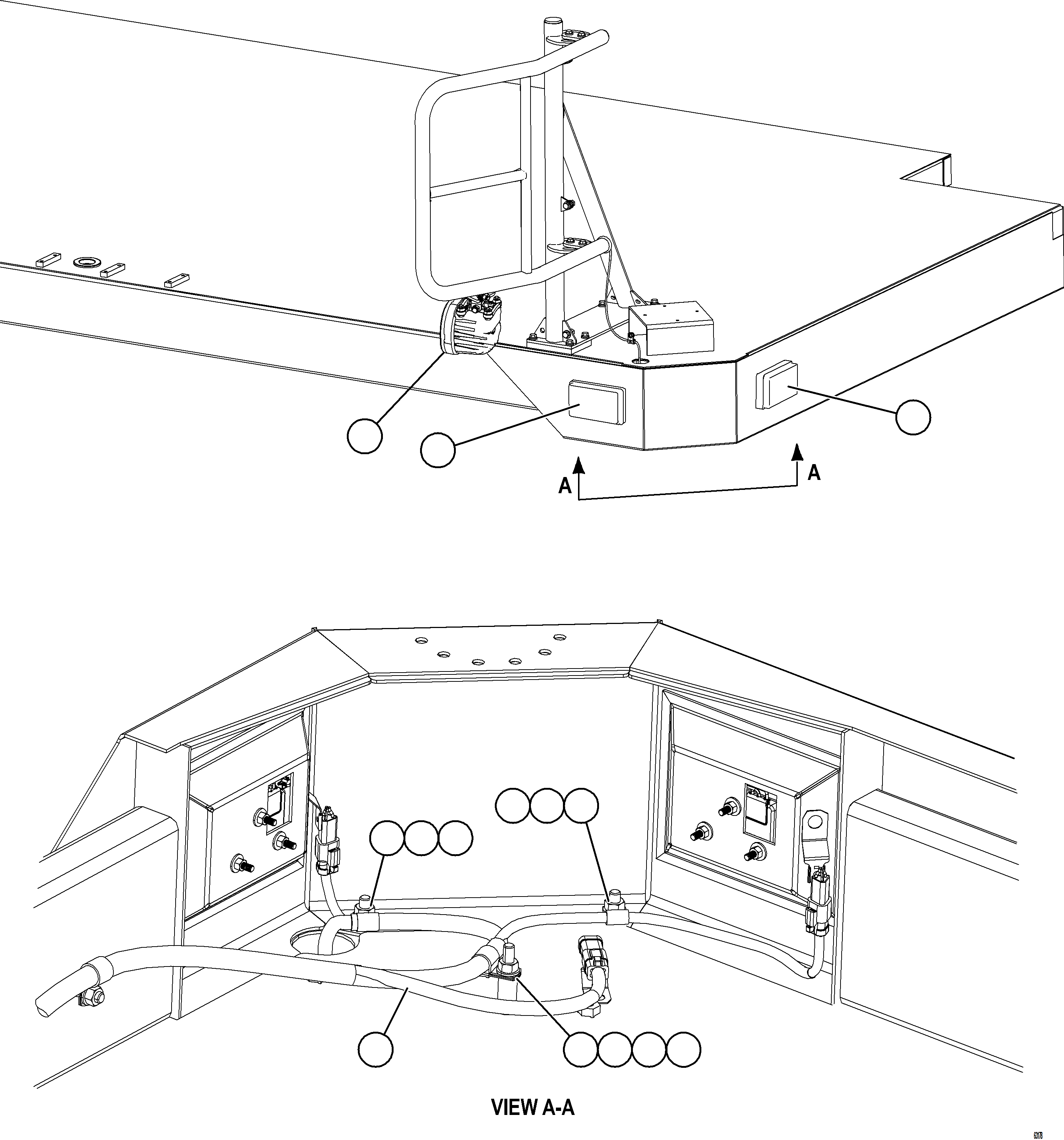 Komatsu parts book diagram for AFE73-J 980E-4 S/N A40124 & A40131 - A40133 EPSA: RH DECK LIGHTS