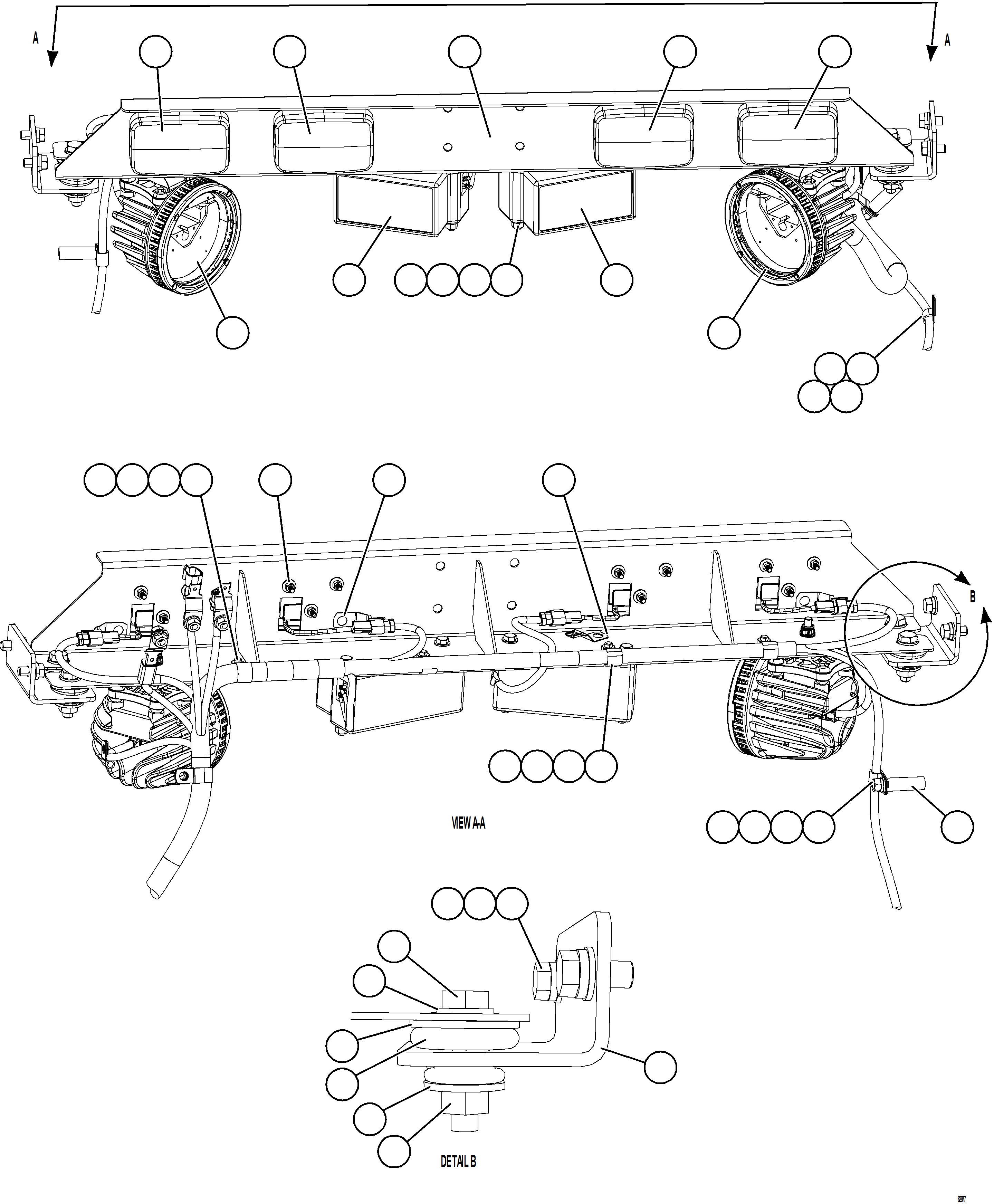 Komatsu parts book diagram for AFE73-J 980E-4 S/N A40124 & A40131 - A40133 EPSA: REAR LIGHTS & BACKUP HORN