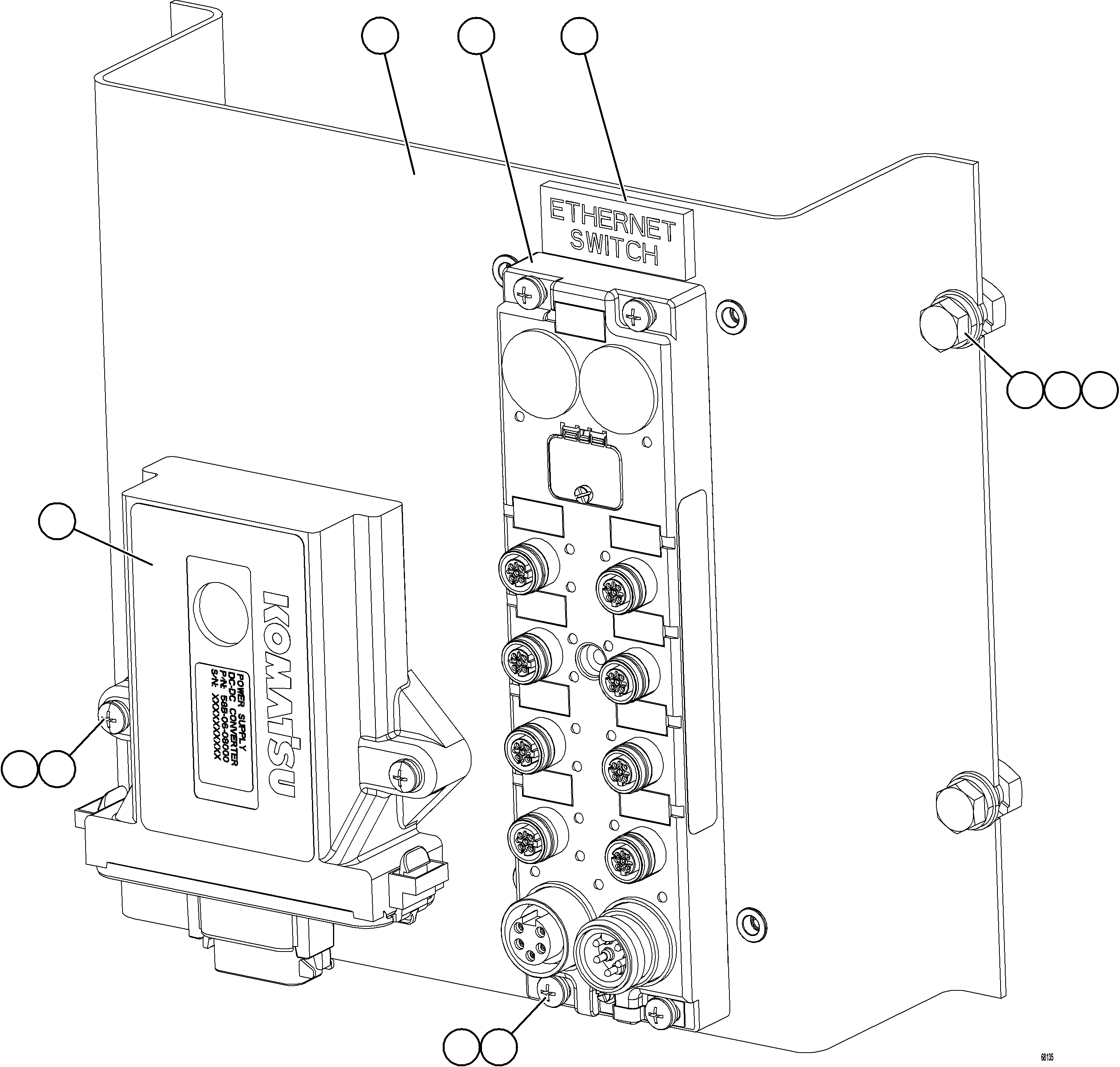 Komatsu parts book diagram for AFE73-J 980E-4 S/N A40124 & A40131 - A40133 EPSA: ETHERNET MOUNTING ASSEMBLY