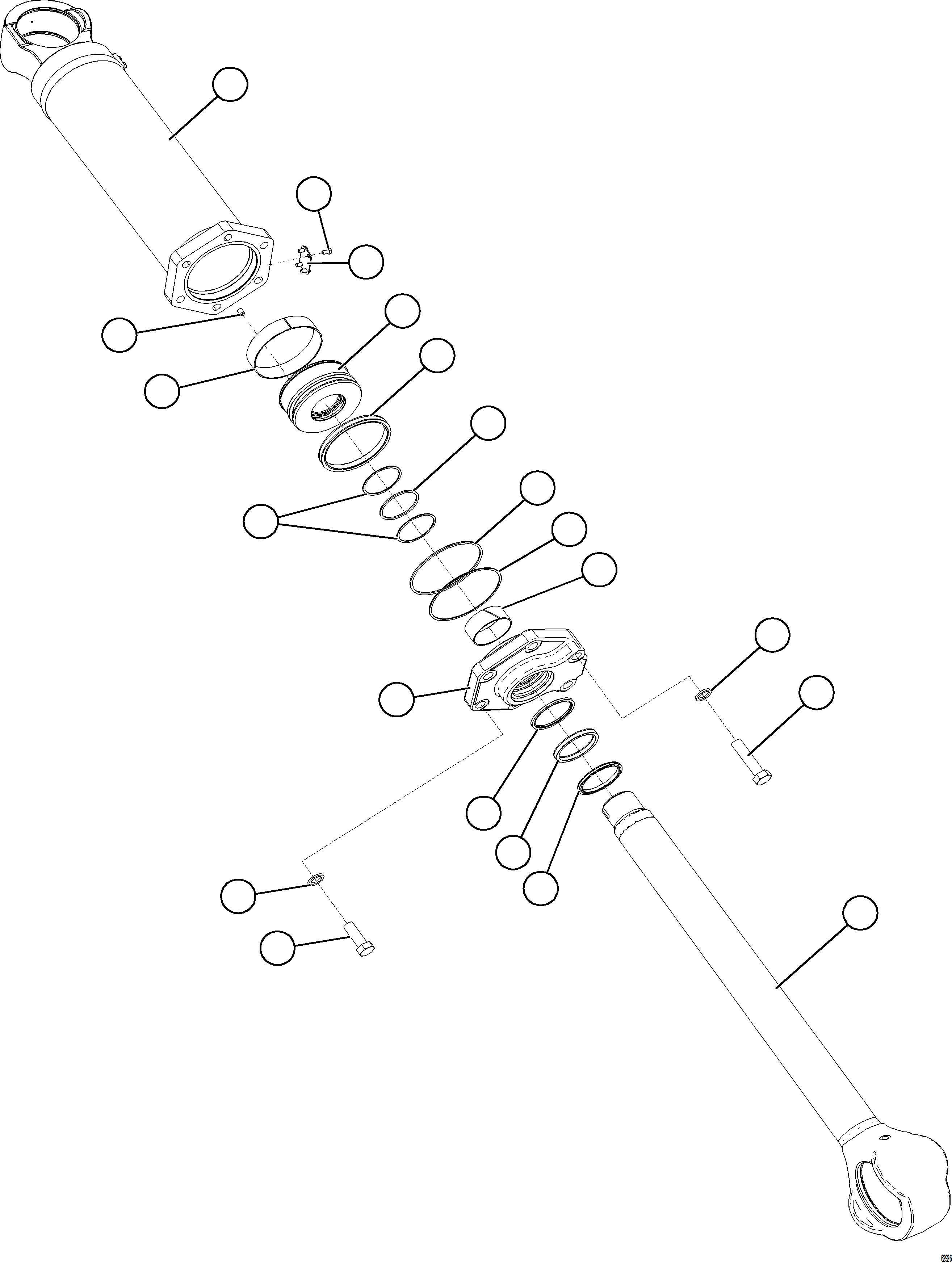 Komatsu parts book diagram for AFE73-J 980E-4 S/N A40124 & A40131 - A40133 EPSA: STEERING CYLINDER ASSEMBLY    58B-41-00010