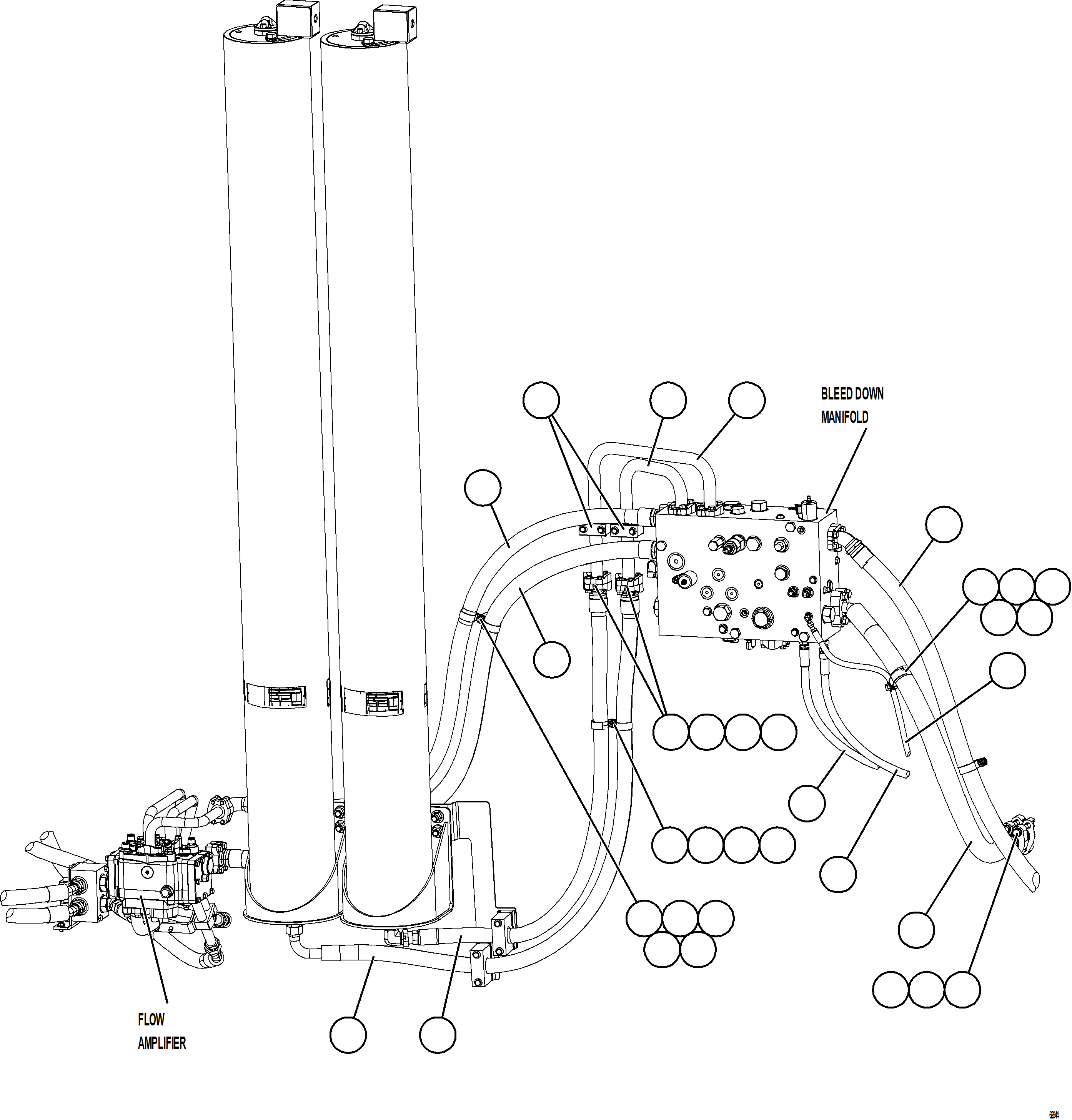 Komatsu parts book diagram for AFE73-J 980E-4 S/N A40124 & A40131 - A40133 EPSA: STEERING SYSTEM PIPING    1/2