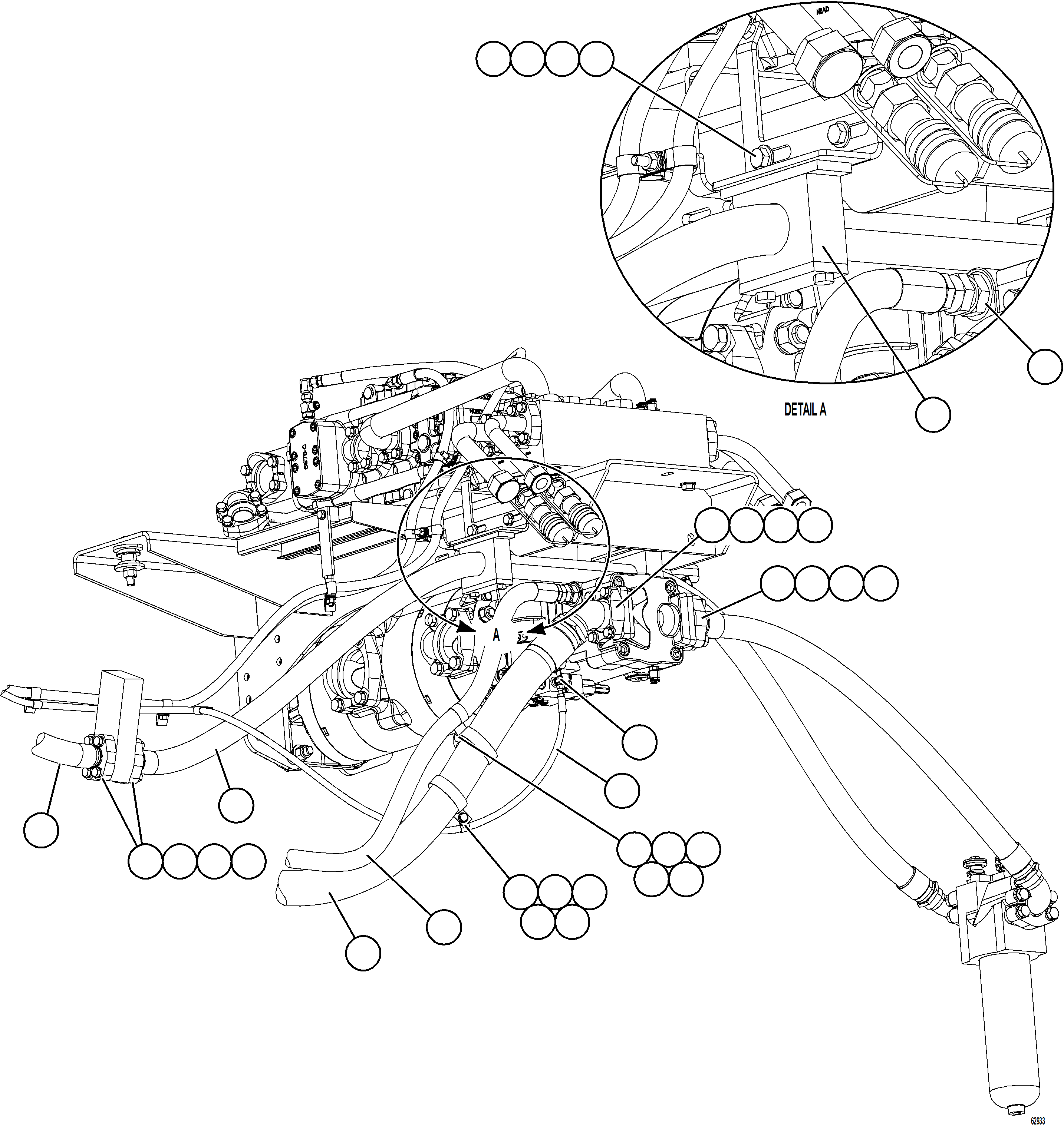 Komatsu parts book diagram for AFE73-J 980E-4 S/N A40124 & A40131 - A40133 EPSA: STEERING SYSTEM PIPING    2/2