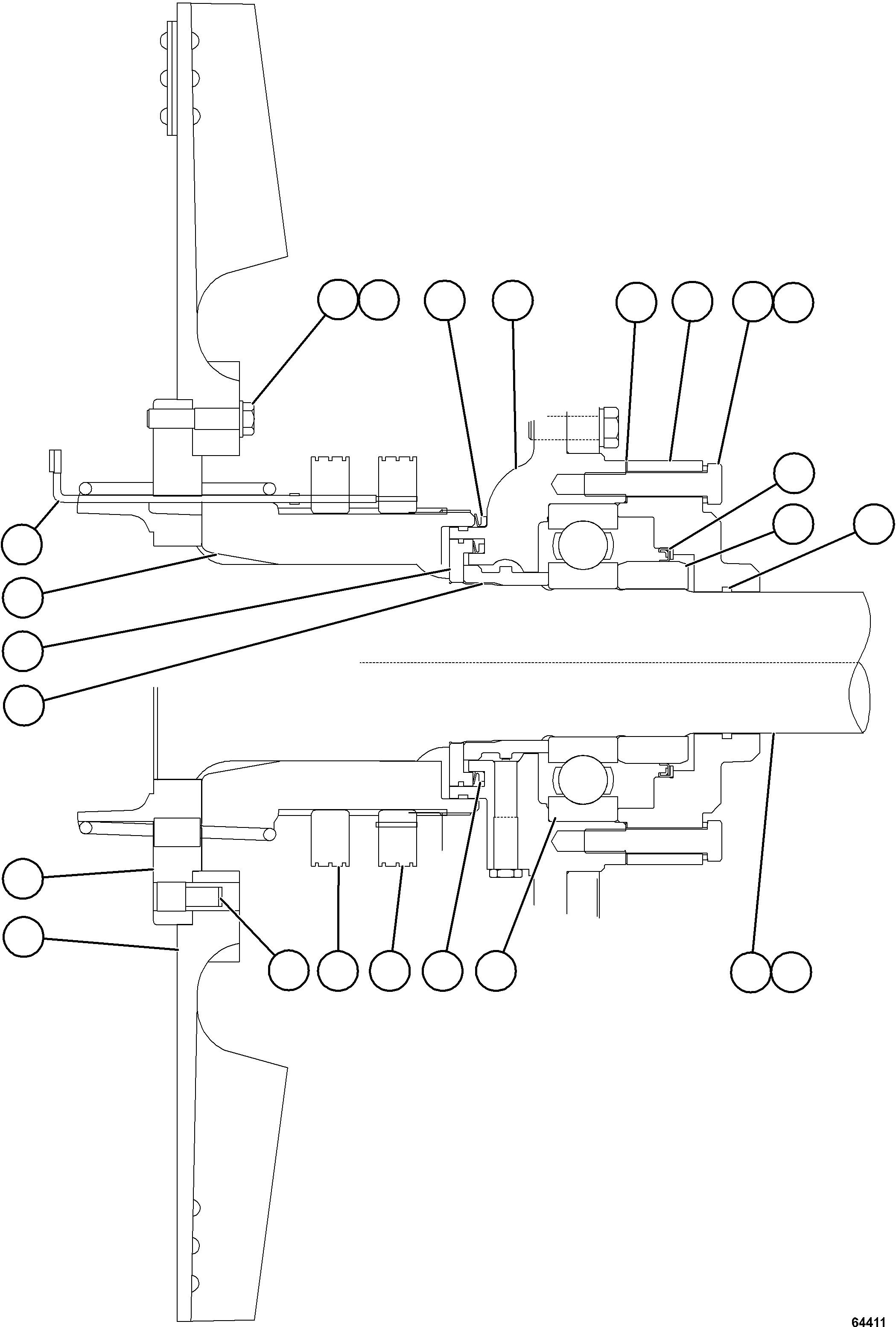 Komatsu parts book diagram for AFE73-J 980E-4 S/N A40124 & A40131 - A40133 EPSA: FAN SHAFT & BEARING