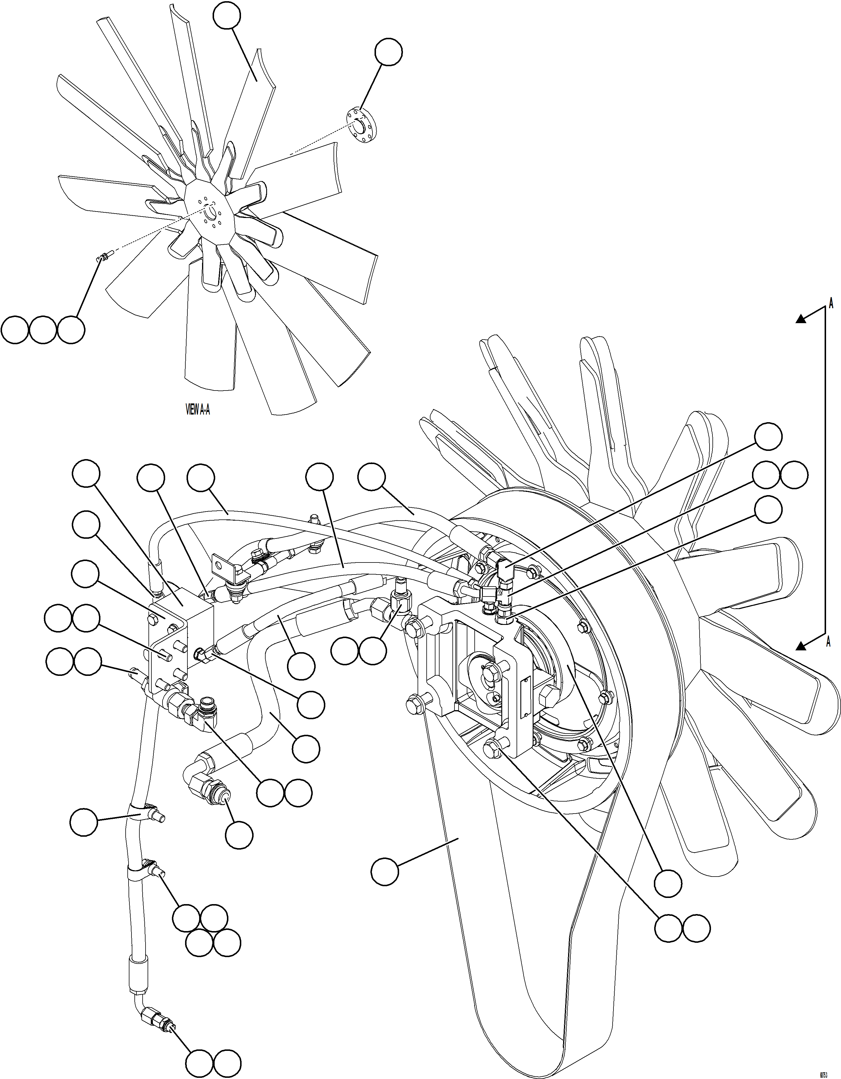 Komatsu parts book diagram for AFE75-B 980E-5 S/N A50006 - A50007 TECK: FAN & FAN DRIVE