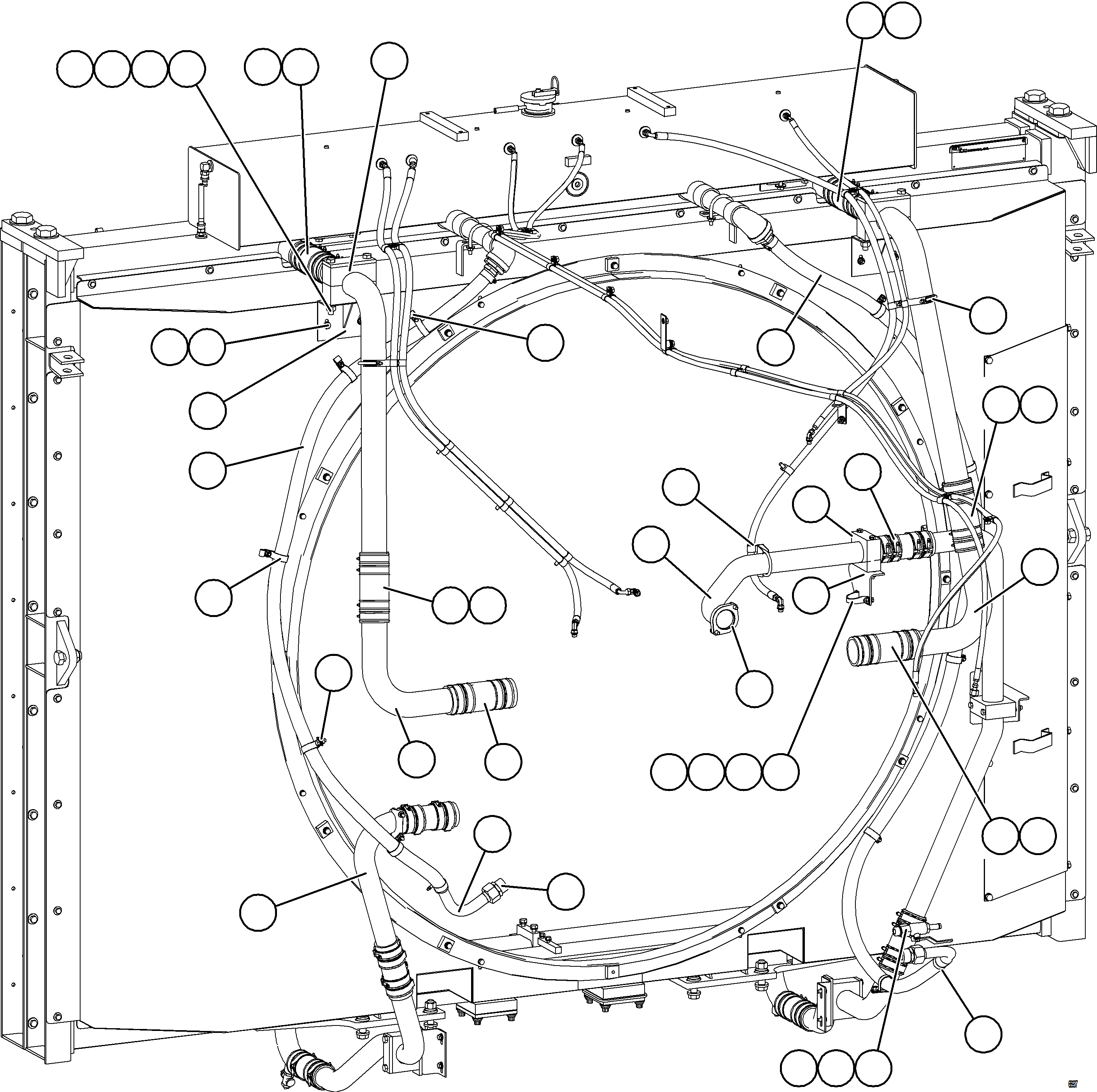 Komatsu parts book diagram for AFE75-B 980E-5 S/N A50006 - A50007 TECK: RADIATOR PIPING    1/5