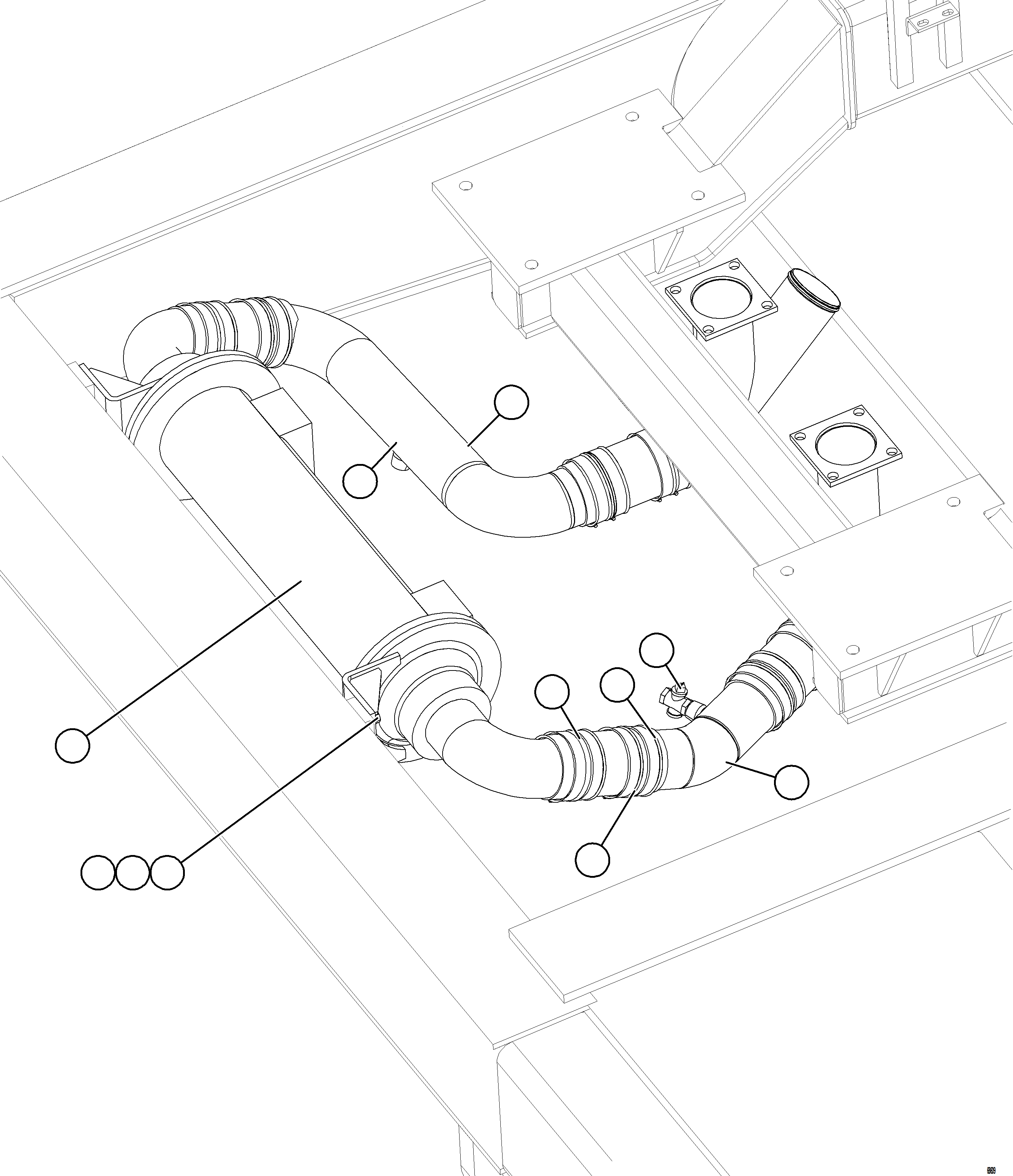 Komatsu parts book diagram for AFE75-B 980E-5 S/N A50006 - A50007 TECK: RADIATOR PIPING    4/5