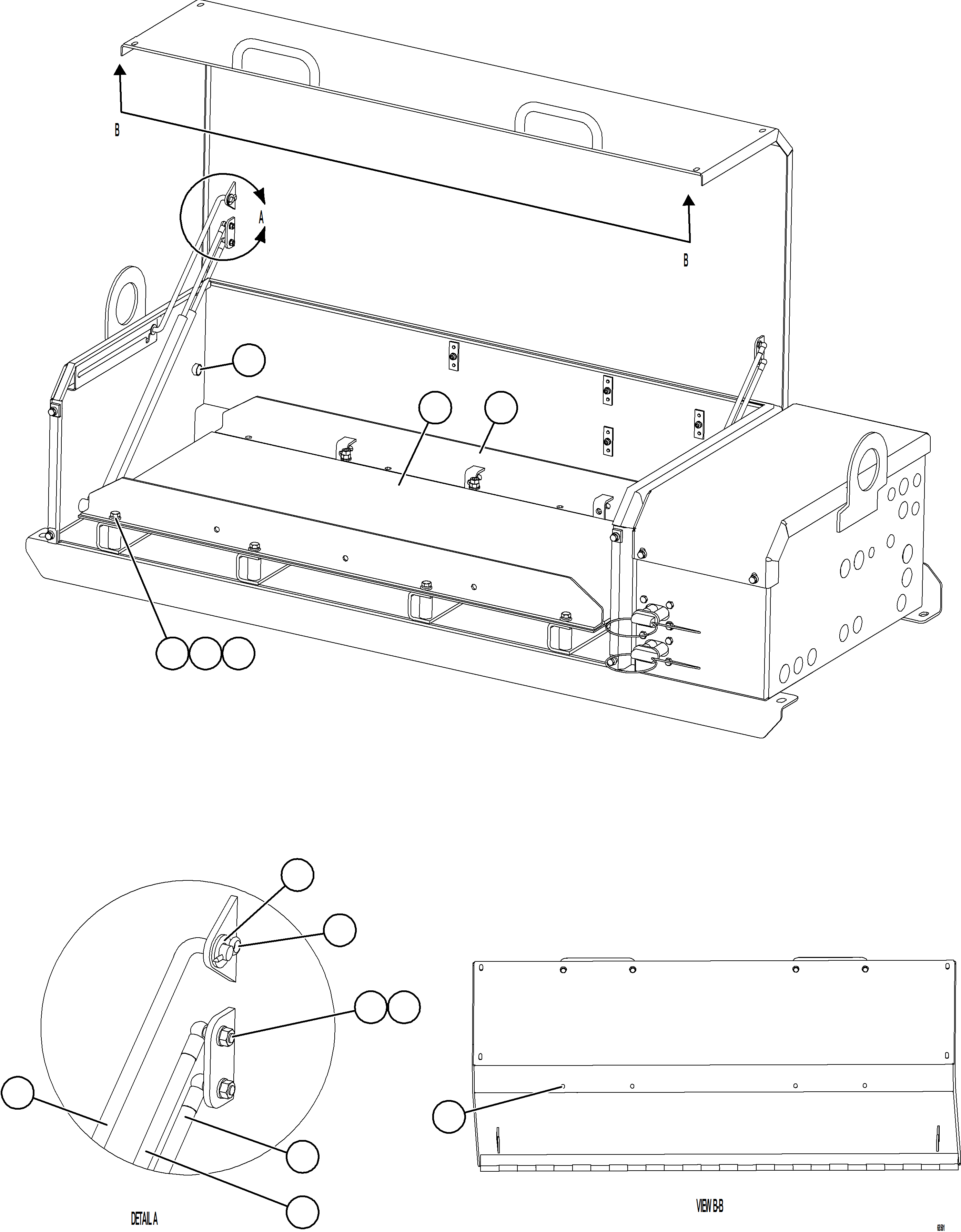 Komatsu parts book diagram for AFE75-B 980E-5 S/N A50006 - A50007 TECK: BATTERY BOX    2/6