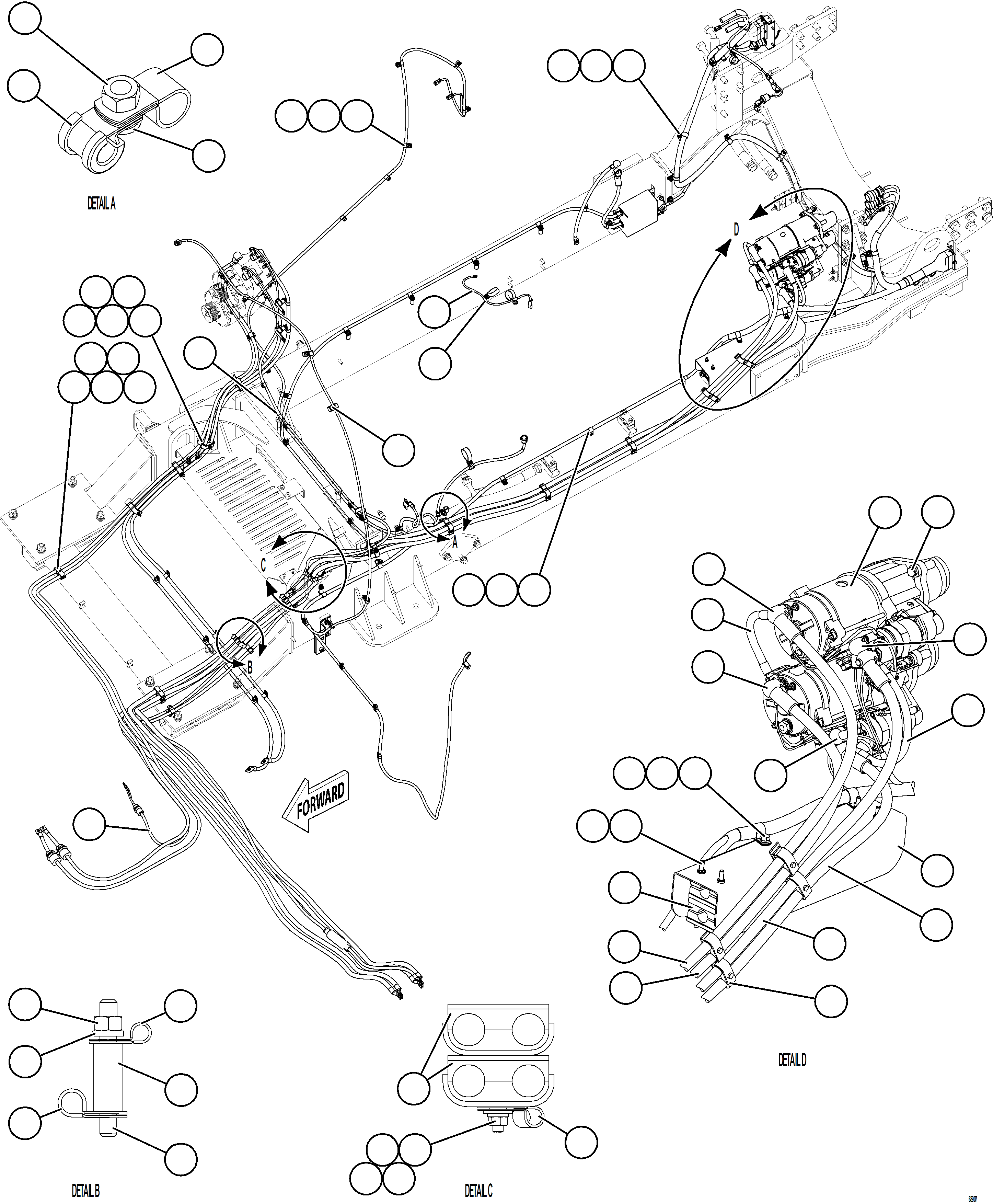 Komatsu parts book diagram for AFE75-B 980E-5 S/N A50006 - A50007 TECK: STARTING SYSTEM WIRING    1/3