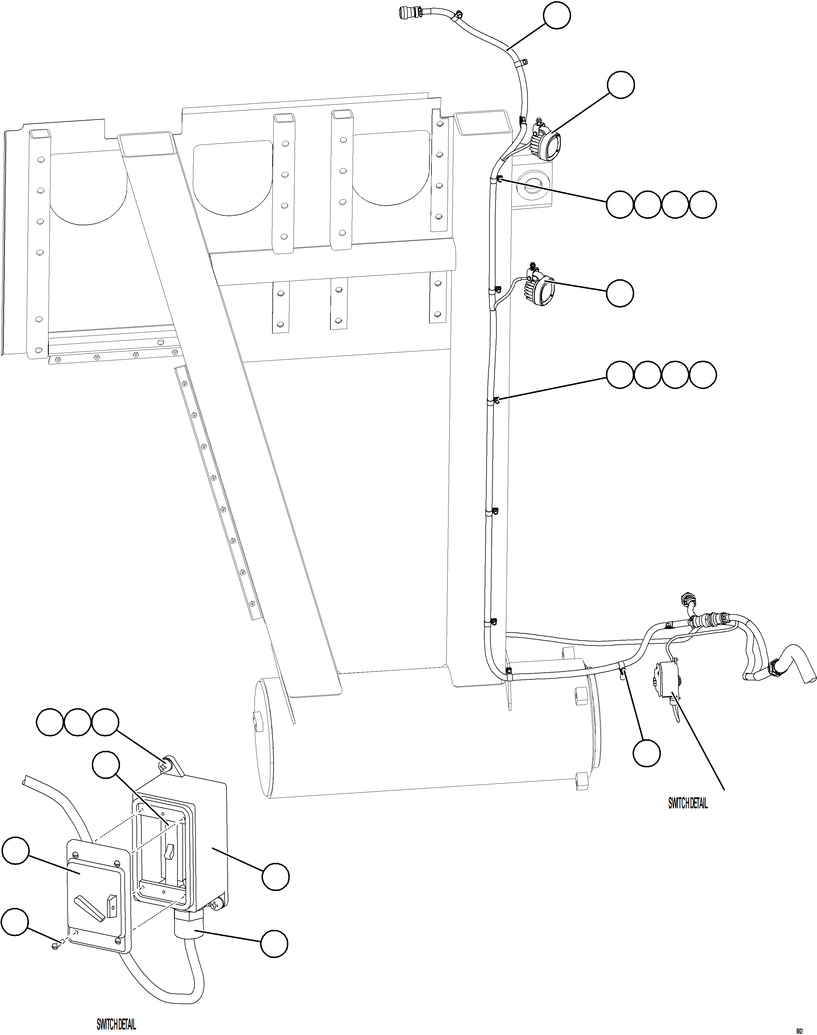 Komatsu parts book diagram for AFE75-B 980E-5 S/N A50006 - A50007 TECK: LH ENGINE BAY LIGHTS