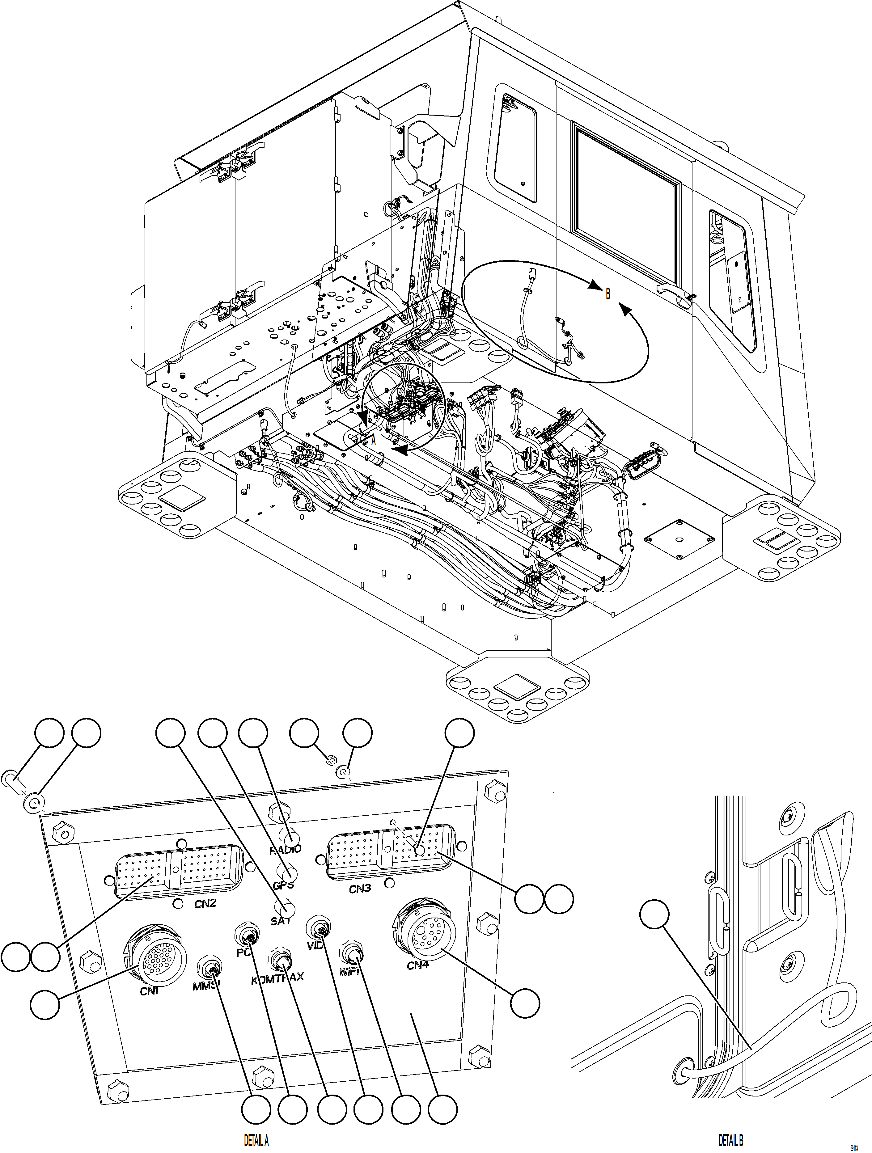 Komatsu parts book diagram for AFE75-B 980E-5 S/N A50006 - A50007 TECK: INTERNAL CAB WIRING    2/2