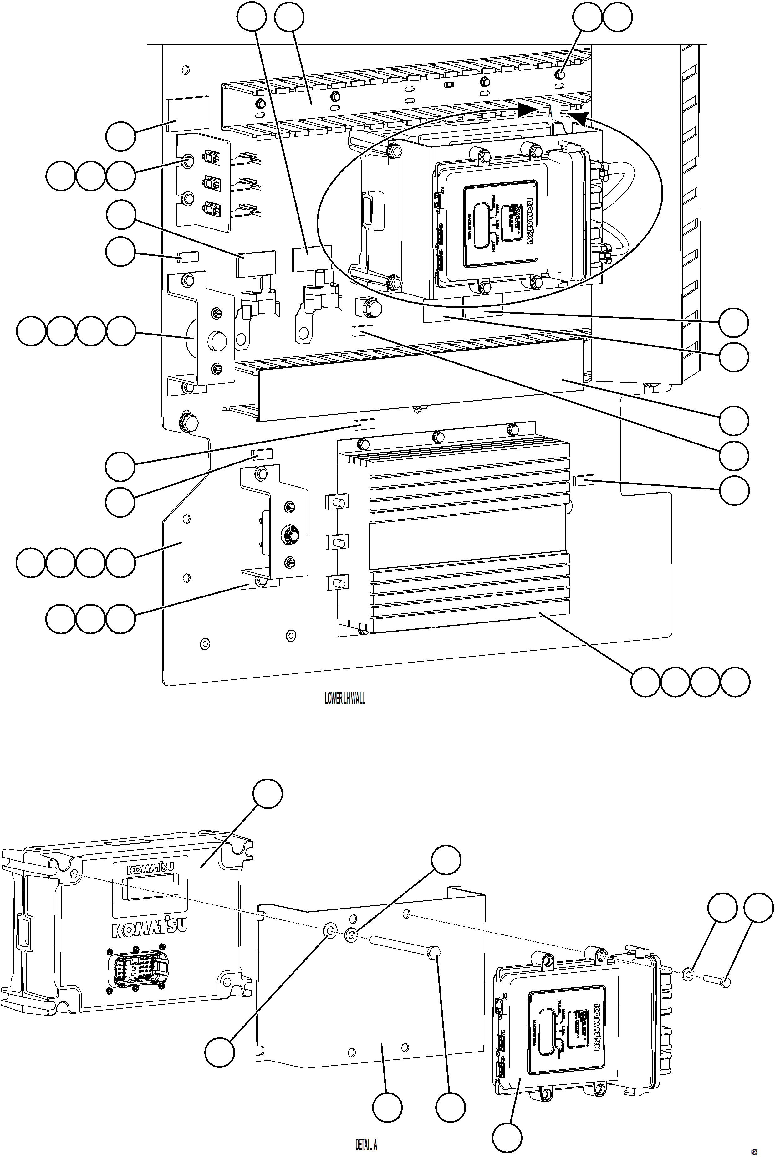 Komatsu parts book diagram for AFE75-B 980E-5 S/N A50006 - A50007 TECK: AUXILIARY CTRL CABINET COMPONENTS - LH WALL    2/2