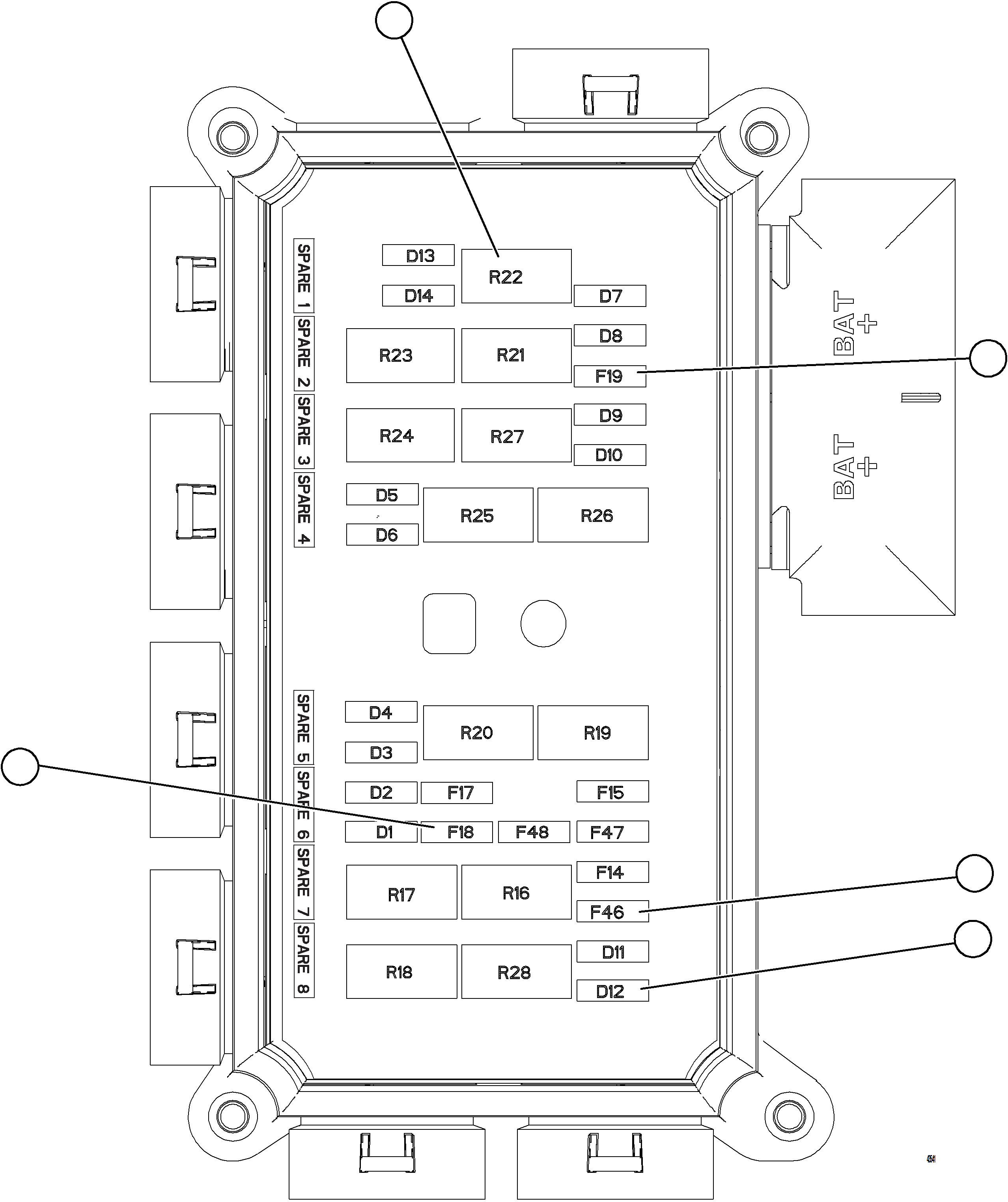 Komatsu parts book diagram for AFE75-B 980E-5 S/N A50006 - A50007 TECK: VEHICLE ELECTRICAL CENTER VEC-90    58E-06-20050