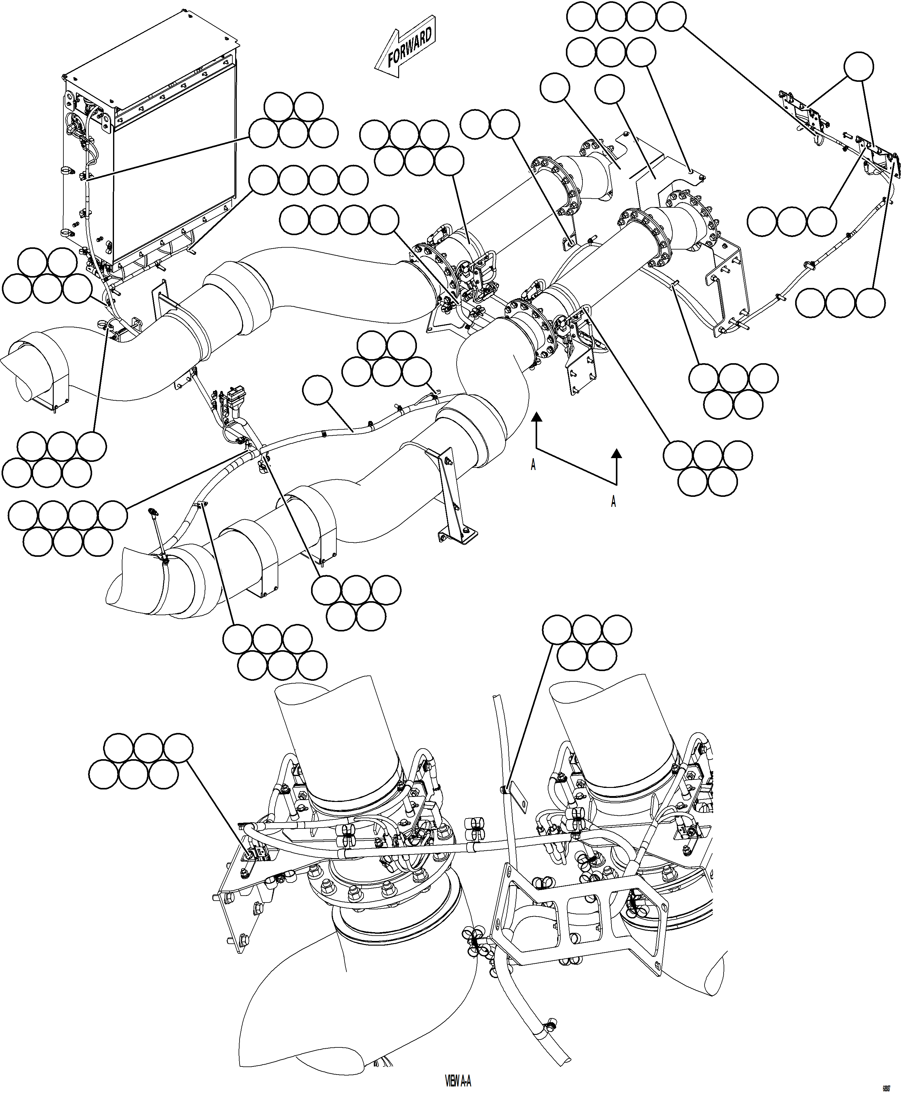 Komatsu parts book diagram for AFE75-B 980E-5 S/N A50006 - A50007 TECK: DEF EXHAUST WIRING