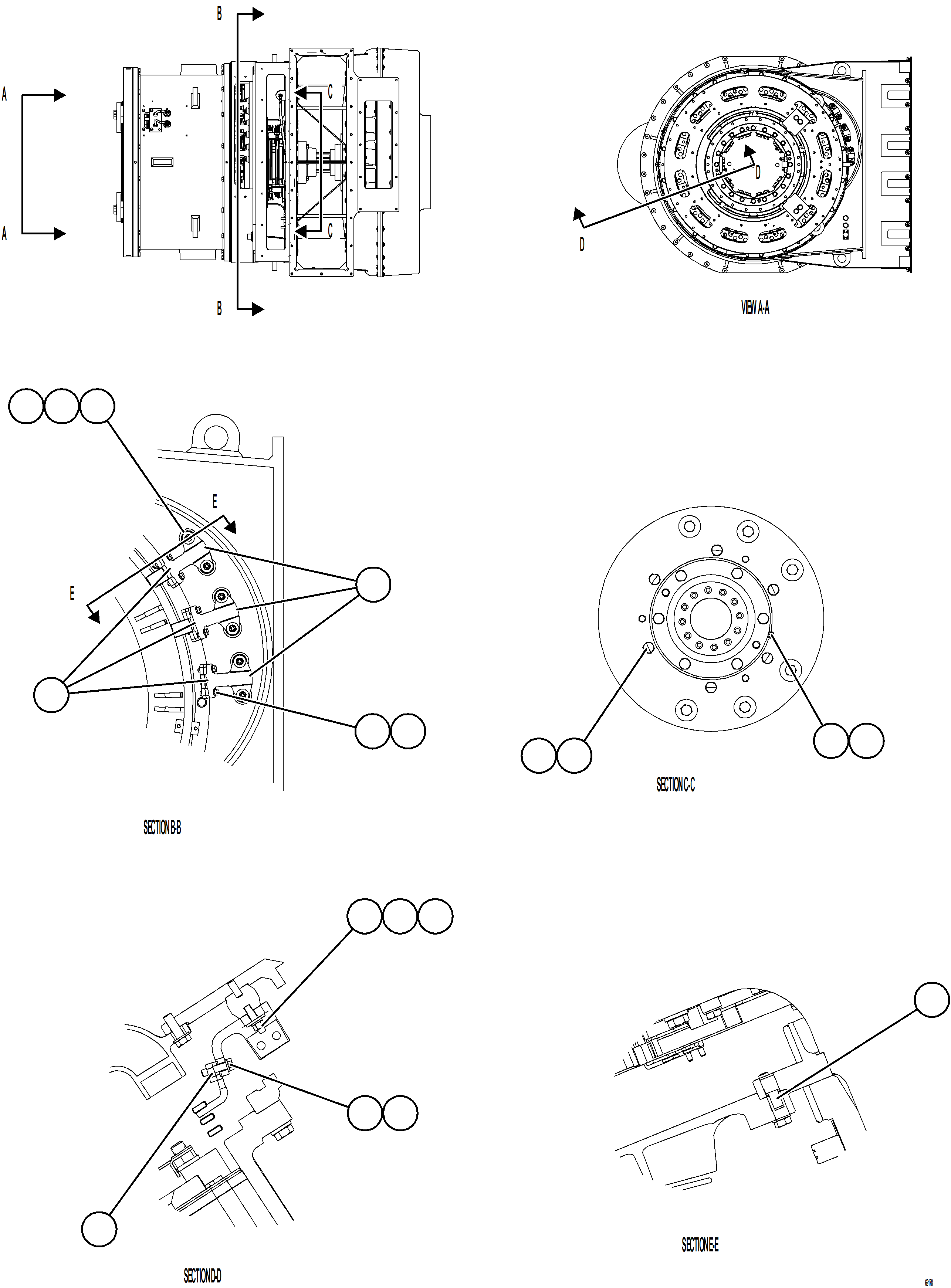 Komatsu parts book diagram for AFE75-B 980E-5 S/N A50006 - A50007 TECK: ALTERNATOR ASSEMBLY    58B-06-10361    3/6