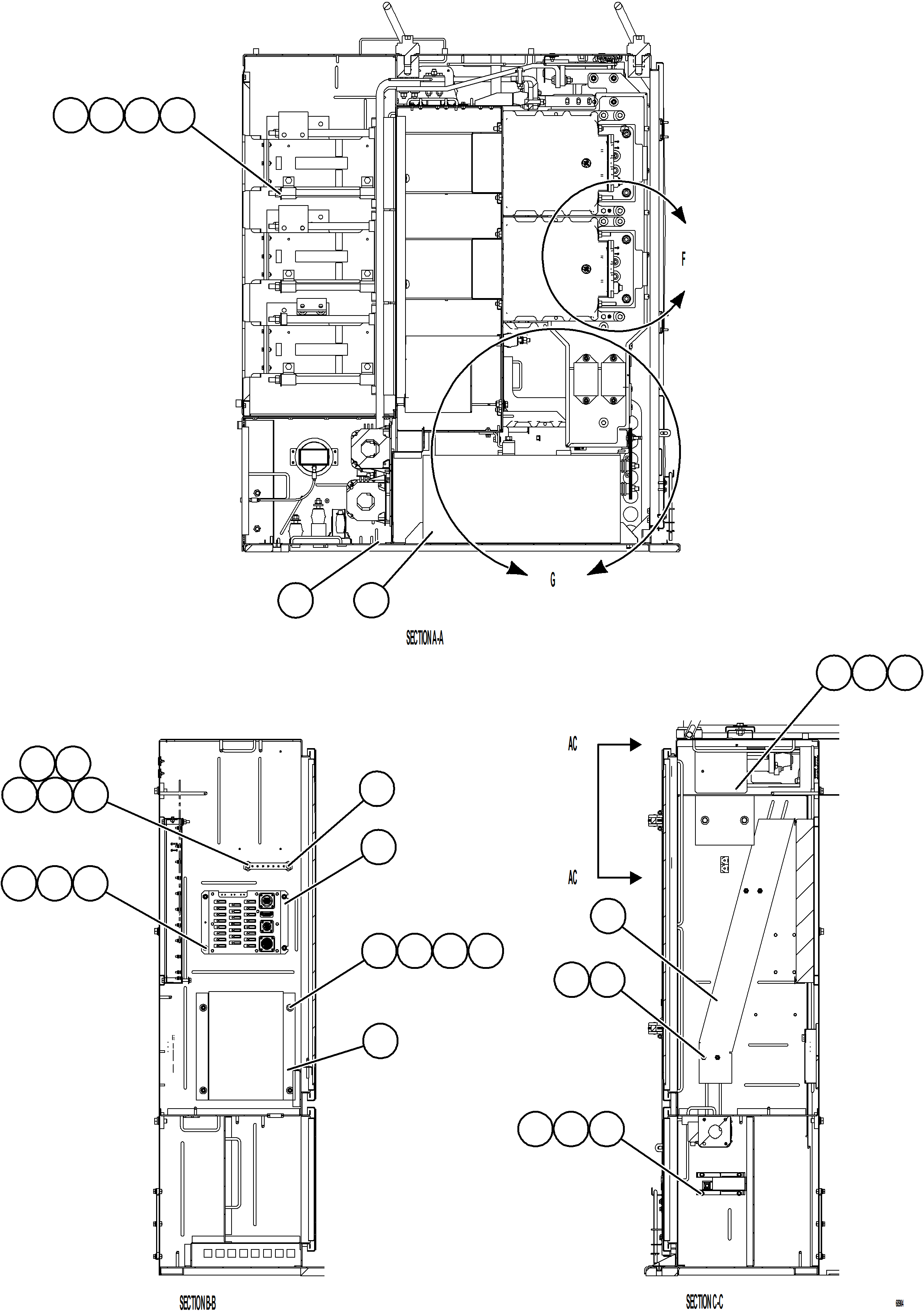 Komatsu parts book diagram for AFE75-B 980E-5 S/N A50006 - A50007 TECK: CONTROL CABINET    4/11    58F-43-00480