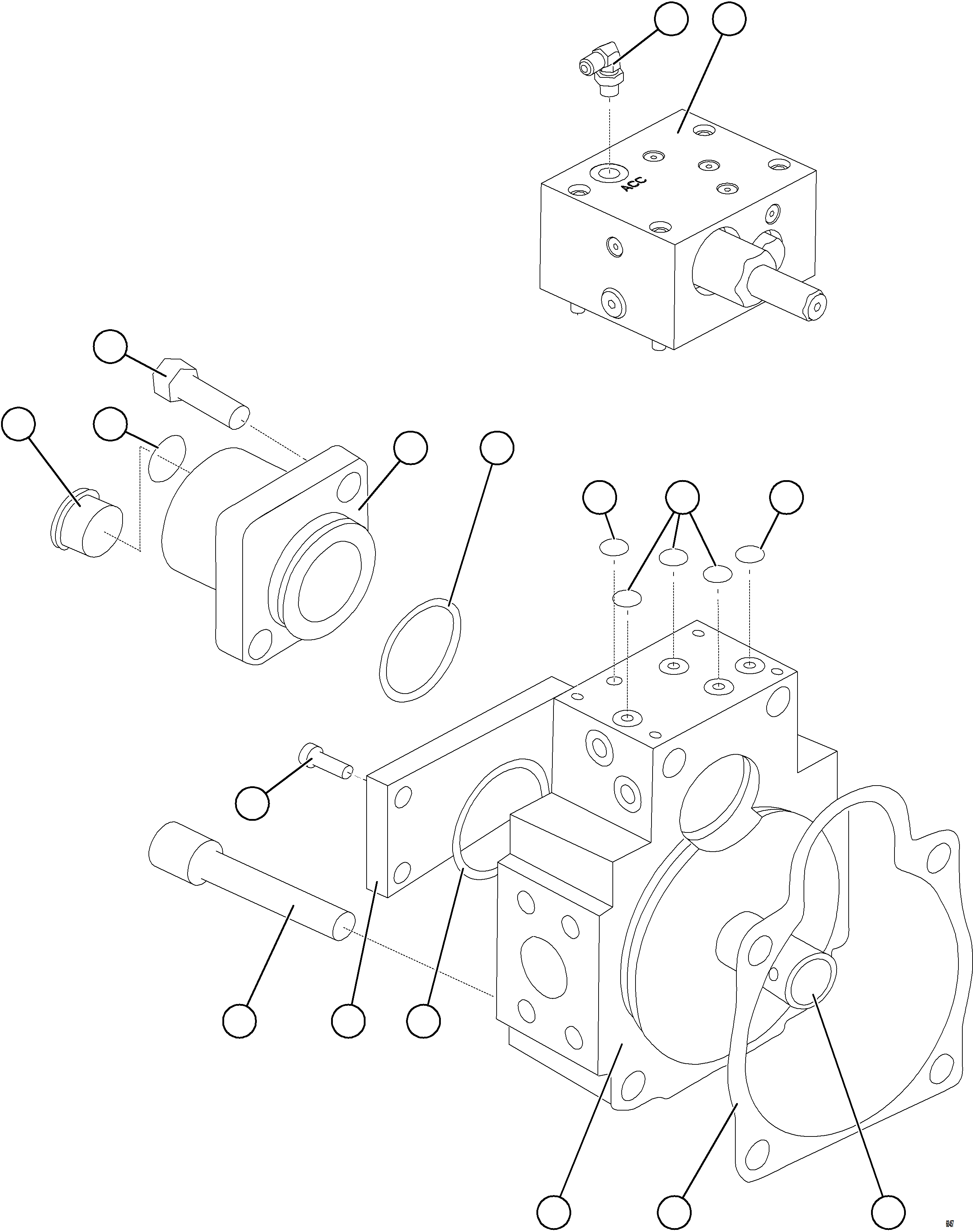 Komatsu parts book diagram for AFE75-B 980E-5 S/N A50006 - A50007 TECK: STEERING PUMP HOUSING (REAR)    58B-60-00080