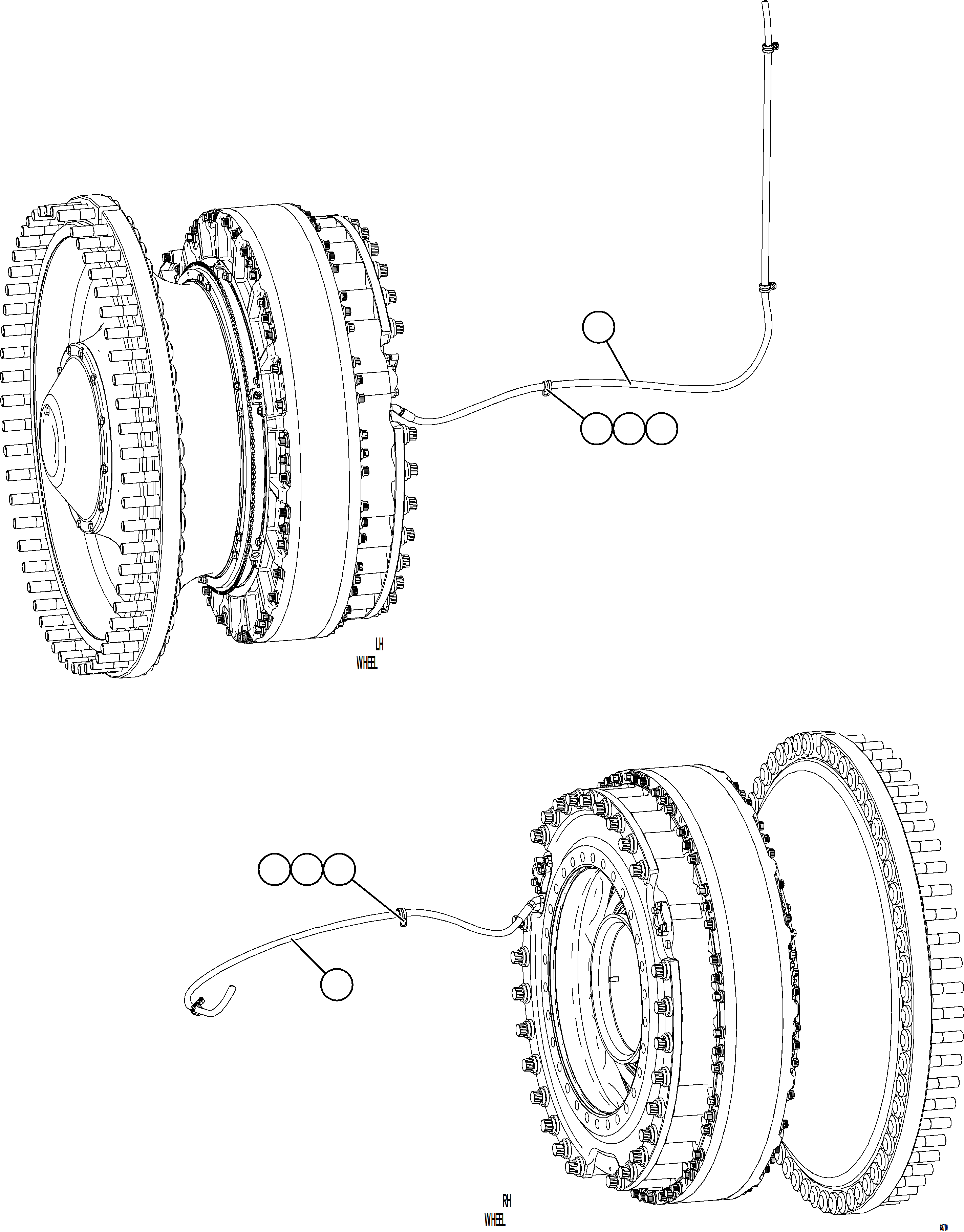 Komatsu parts book diagram for AFE75-B 980E-5 S/N A50006 - A50007 TECK: BRAKE APPLY PIPING    1/4