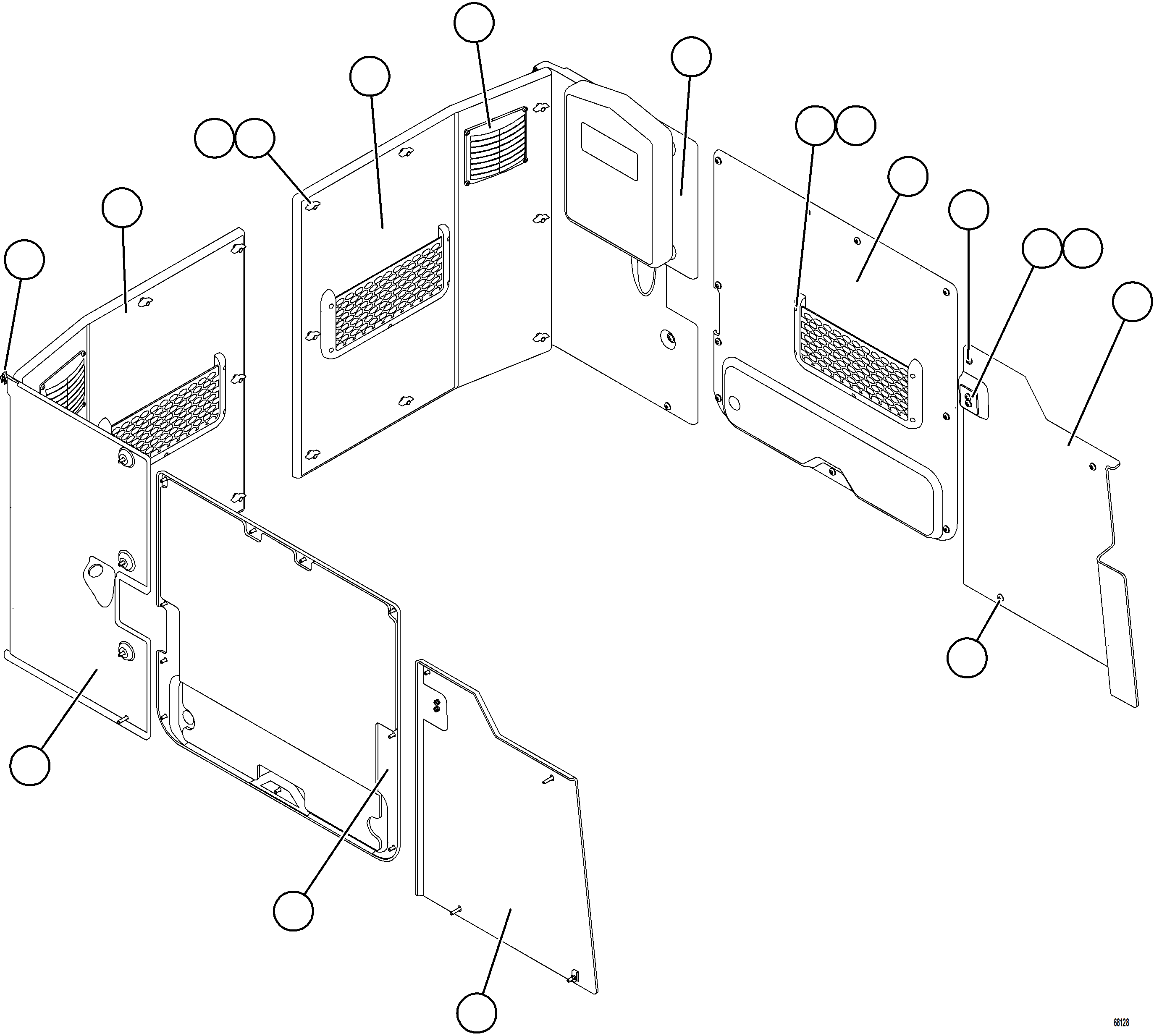 Komatsu parts book diagram for AFE75-B 980E-5 S/N A50006 - A50007 TECK: CAB VINYL    1/2