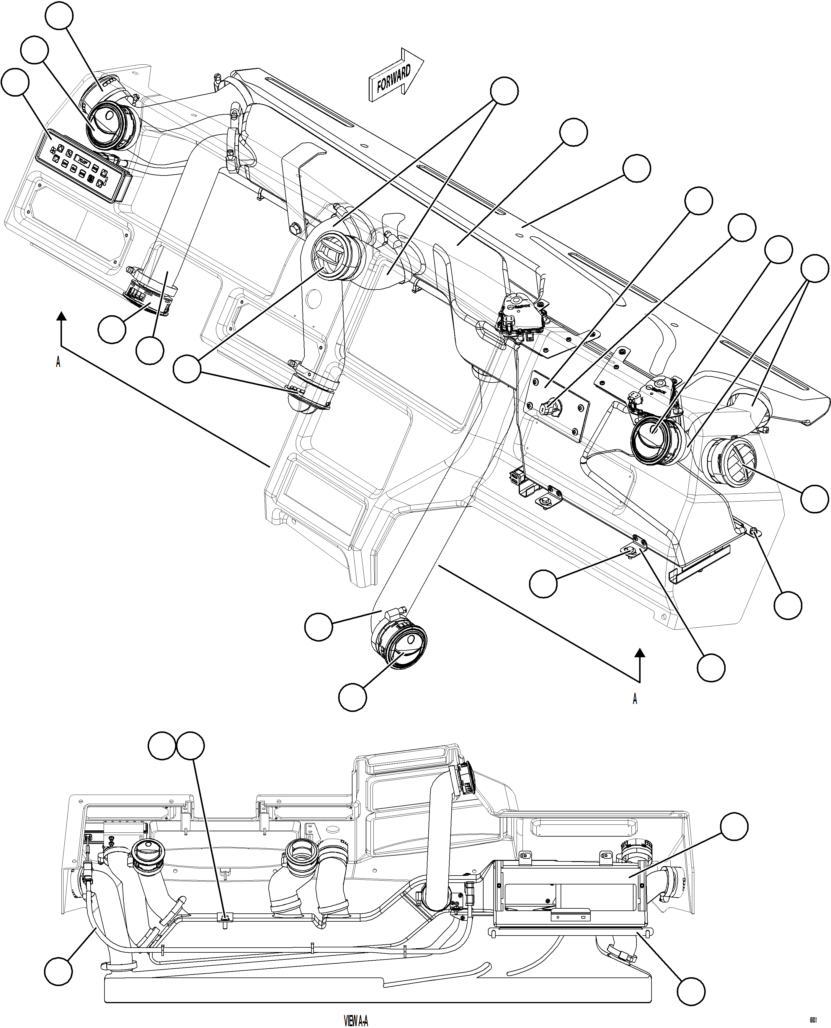 Komatsu parts book diagram for AFE75-B 980E-5 S/N A50006 - A50007 TECK: HVAC INSTALLATION    1/4
