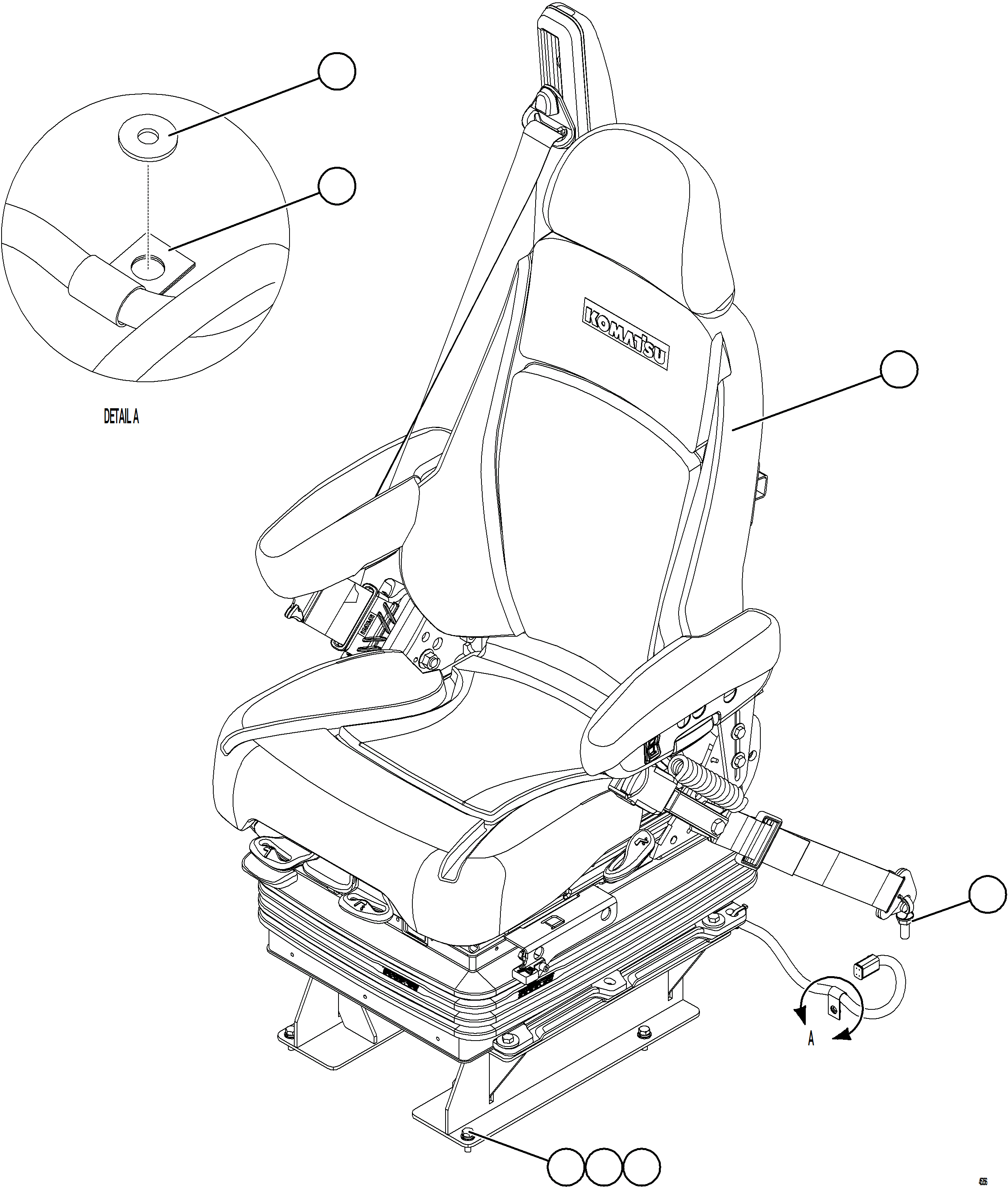 Komatsu parts book diagram for AFE75-B 980E-5 S/N A50006 - A50007 TECK: PASSENGER SEAT INSTALLATION