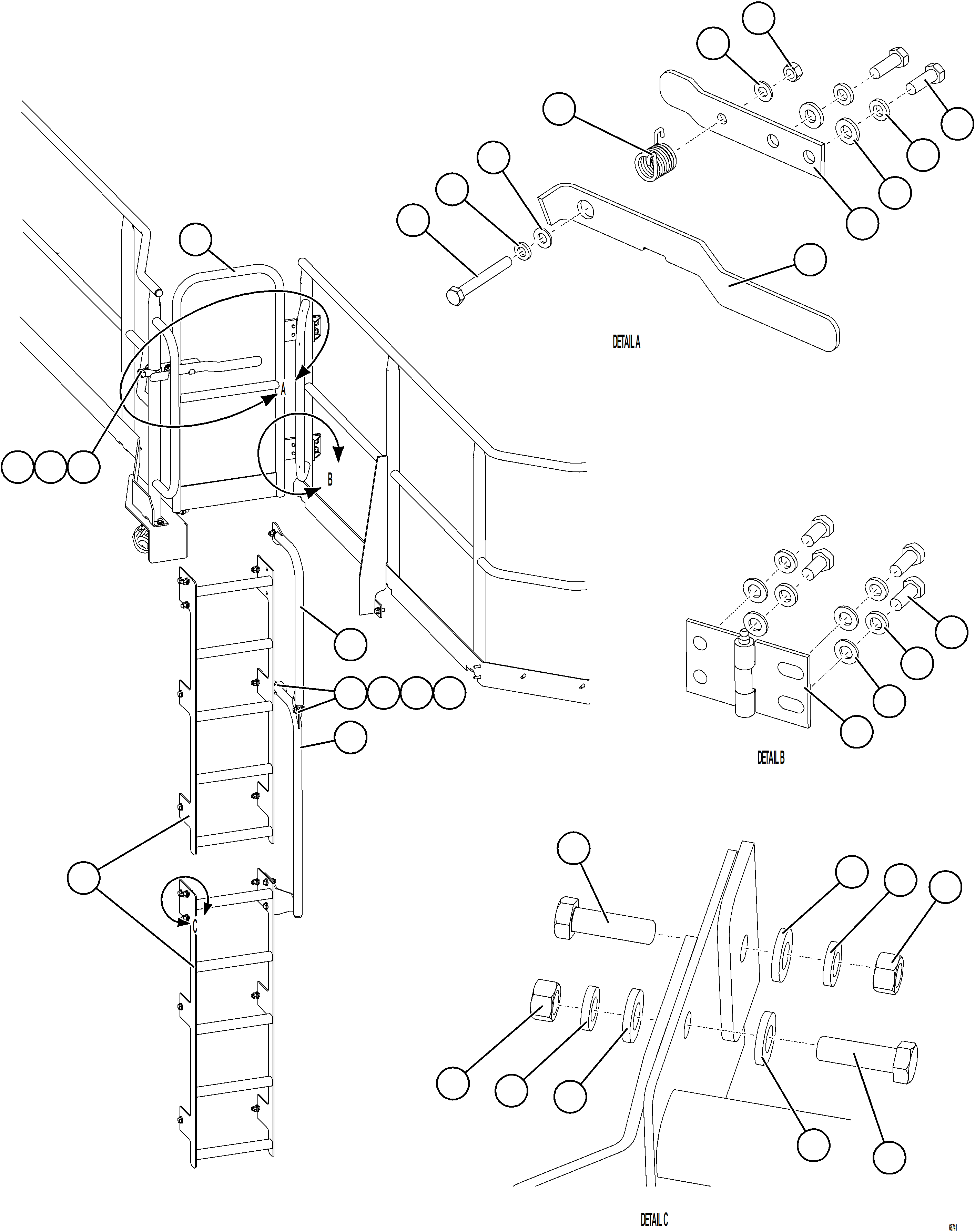 Komatsu parts book diagram for AFE75-B 980E-5 S/N A50006 - A50007 TECK: LH GATE & LADDER