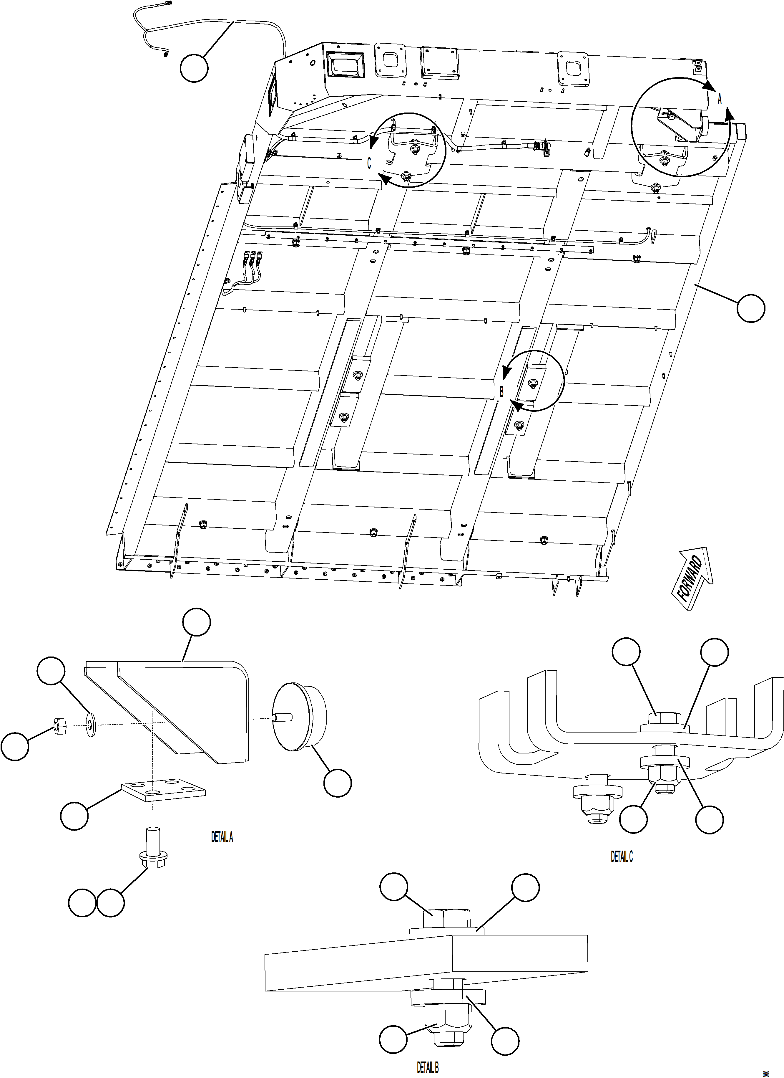 Komatsu parts book diagram for AFE75-B 980E-5 S/N A50006 - A50007 TECK: RH DECK INSTALLATION
