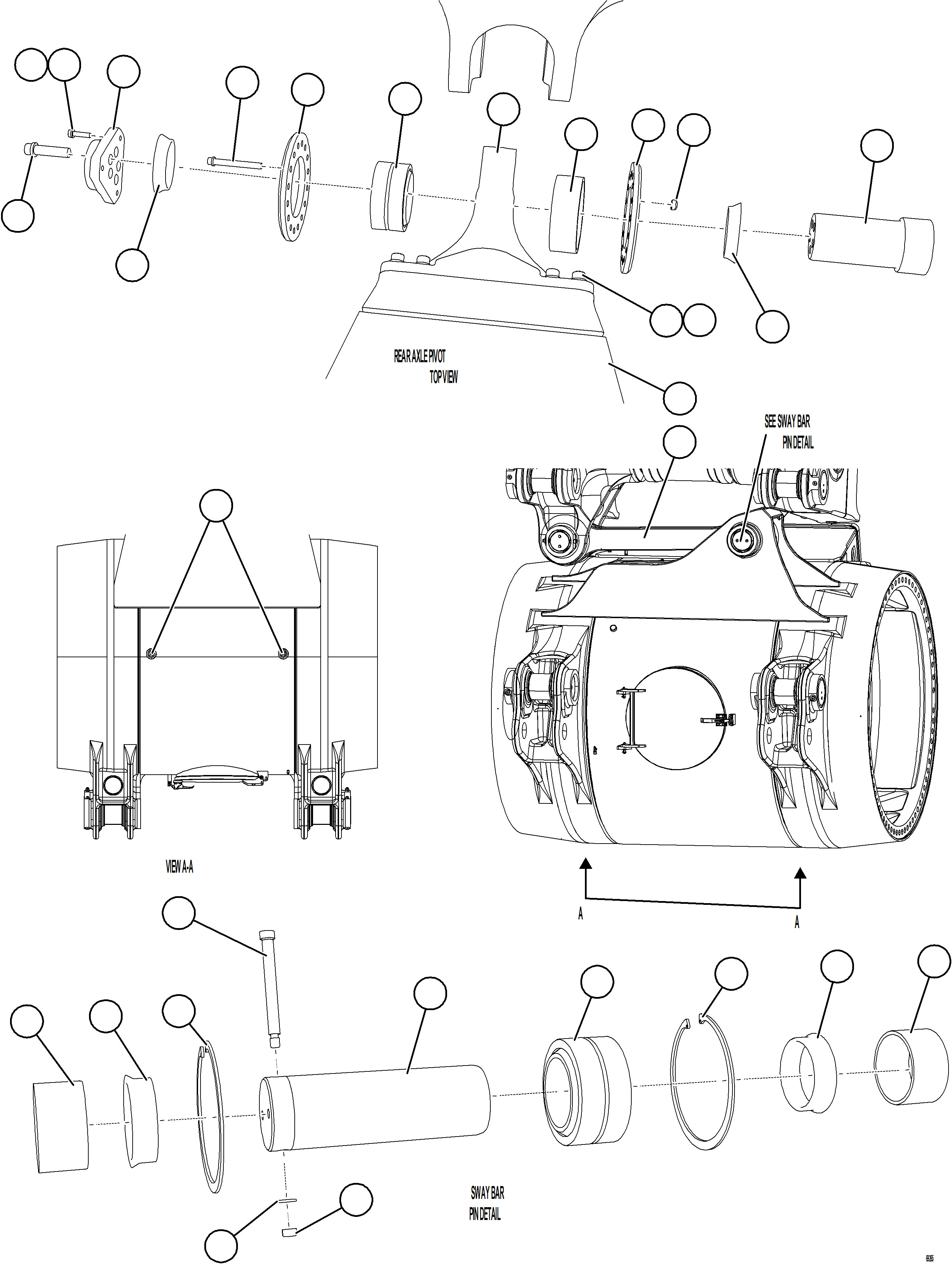 Komatsu parts book diagram for AFE75-B 980E-5 S/N A50006 - A50007 TECK: REAR AXLE INSTALLATION