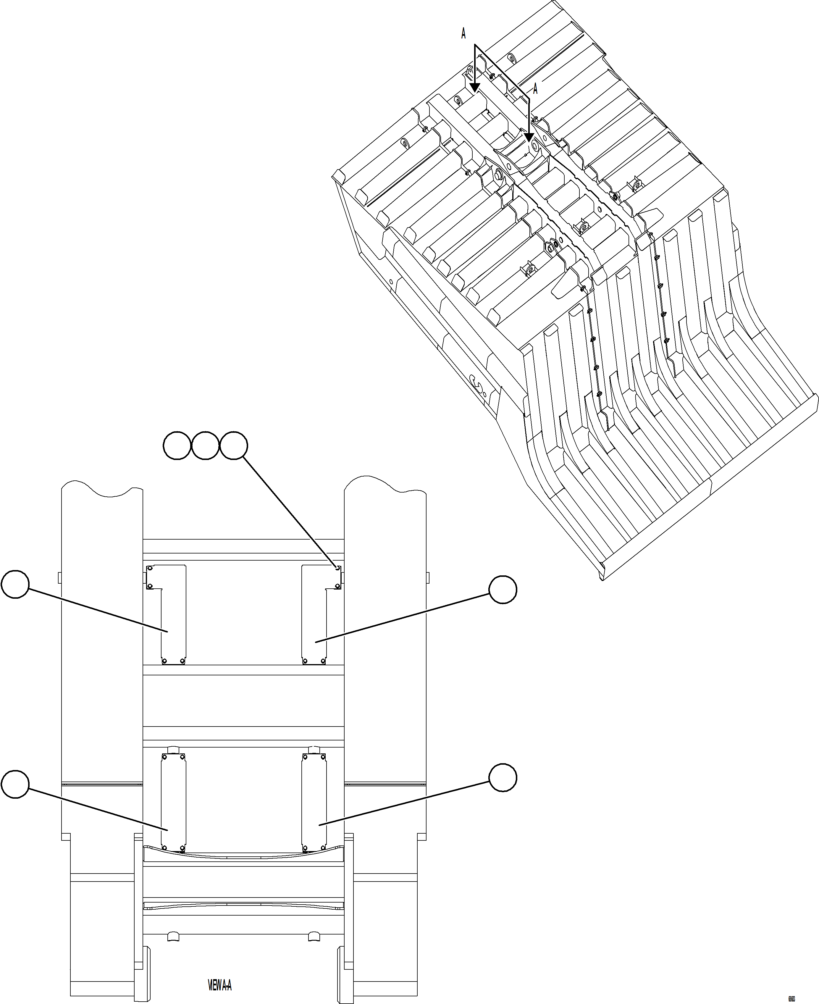 Komatsu parts book diagram for AFE75-B 980E-5 S/N A50006 - A50007 TECK: HEAT SHIELD