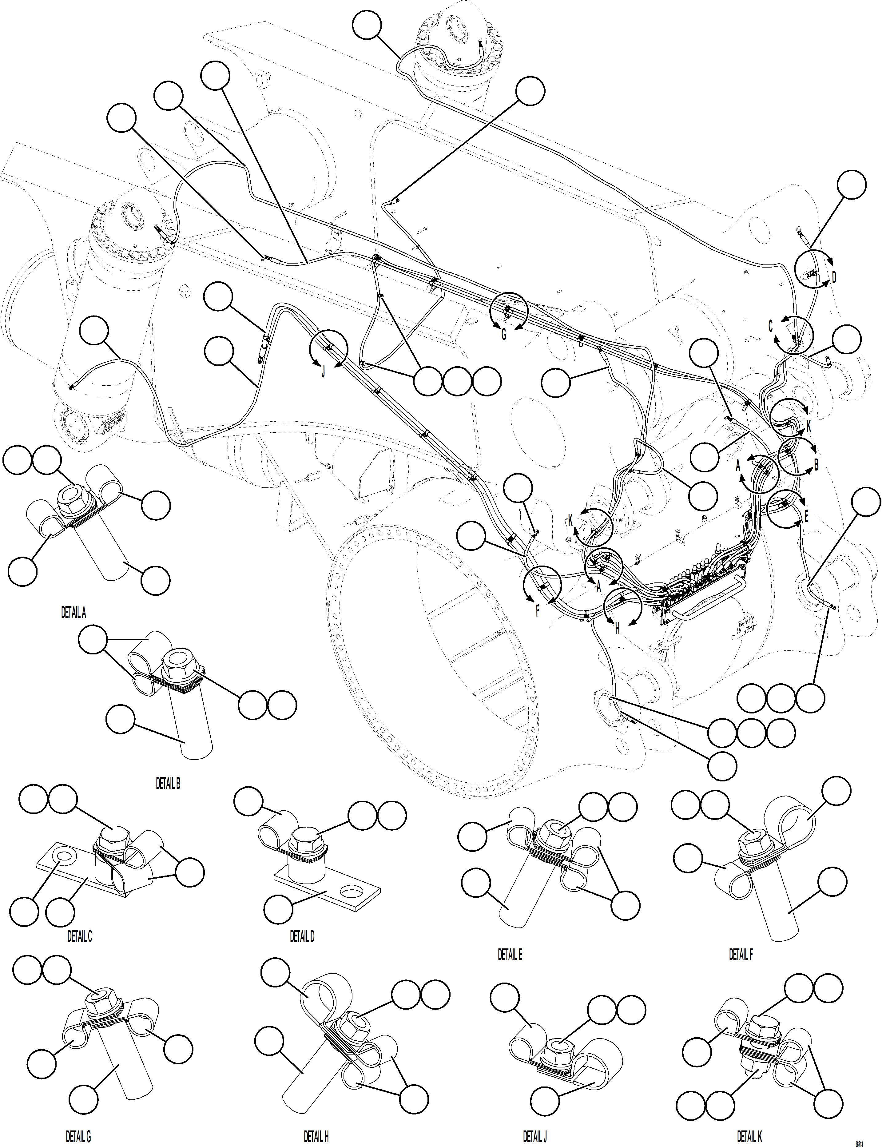 Komatsu parts book diagram for AFE75-B 980E-5 S/N A50006 - A50007 TECK: AUTOMATIC LUBRICATION SYSTEM - REAR AXLE    2/2