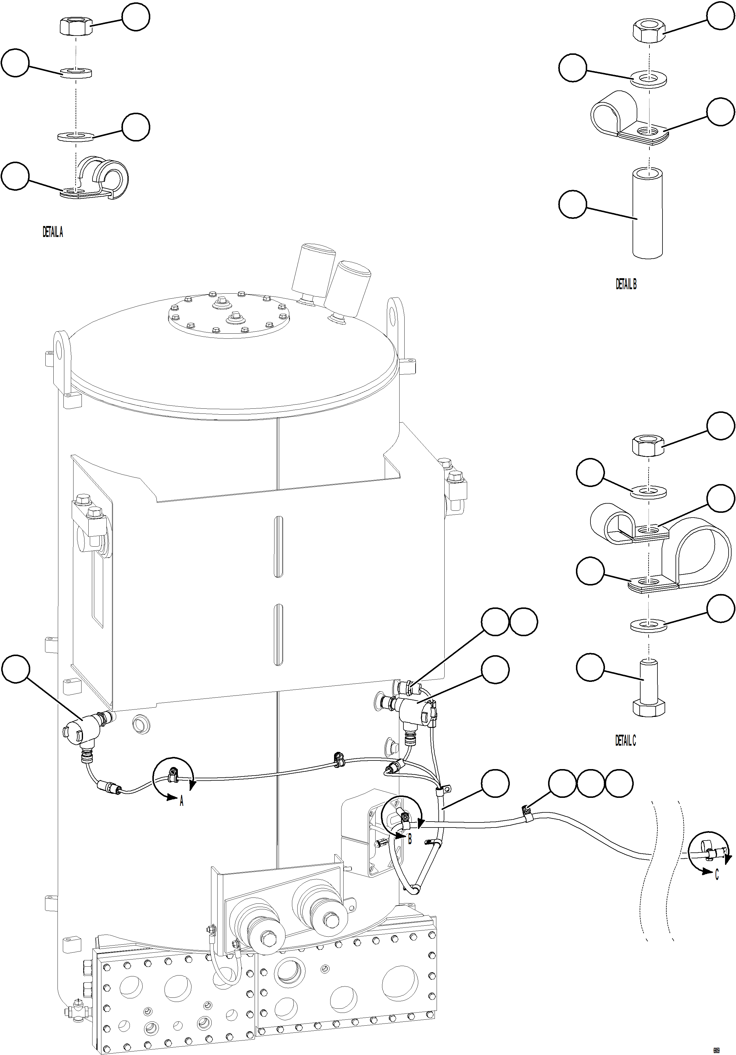 Komatsu parts book diagram for AFE75-B 980E-5 S/N A50006 - A50007 TECK: HOTSTART - HYDRAULIC TANK OIL