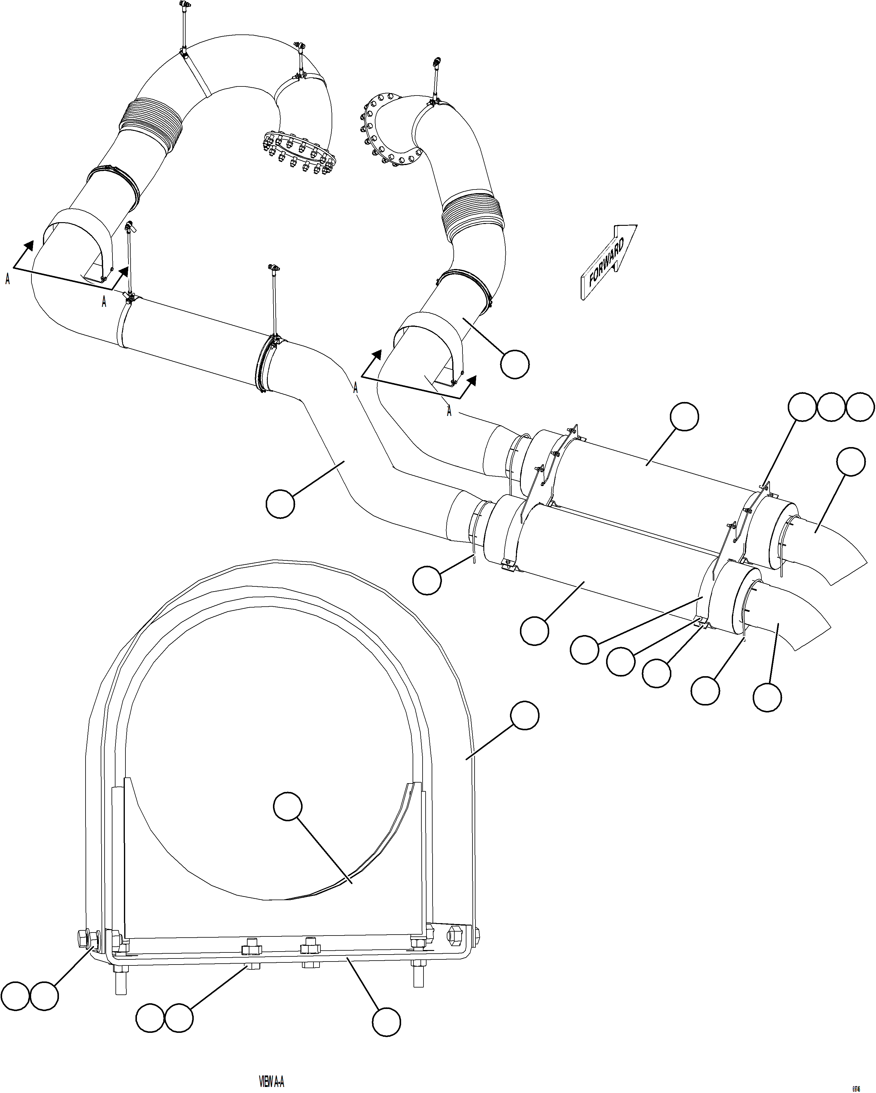Dump Trucks Komatsu / AFE75-K 980E-5 S/N A50040 - A50041 TOROMOCHO(AFE75-K) / EXHAUST PIPING - REAR(024 : 69746)