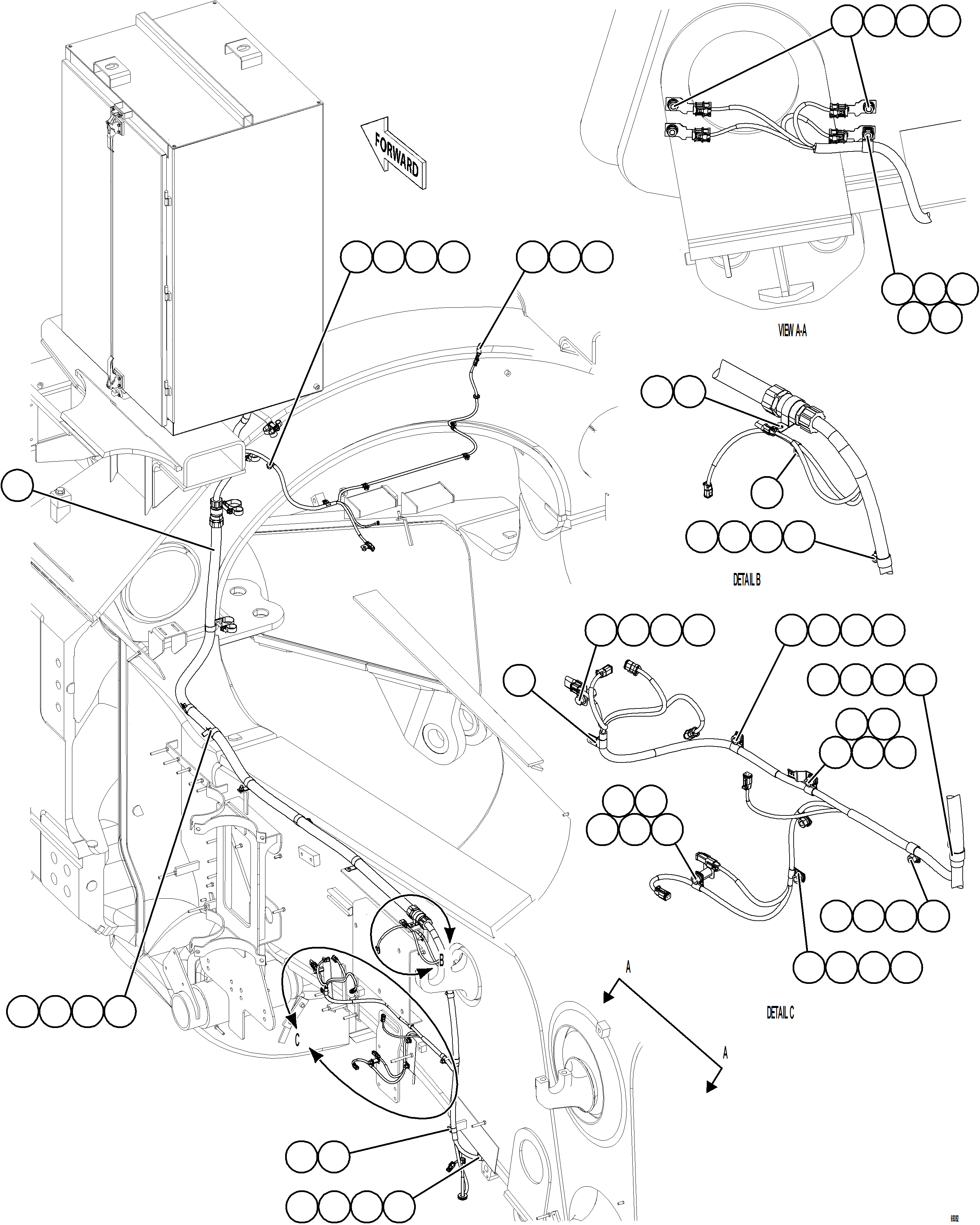 Dump Trucks Komatsu / AFE75-K 980E-5 S/N A50040 - A50041 TOROMOCHO(AFE75-K) / LEFT REAR FRAME RAIL HARNESS(196 : 69392)