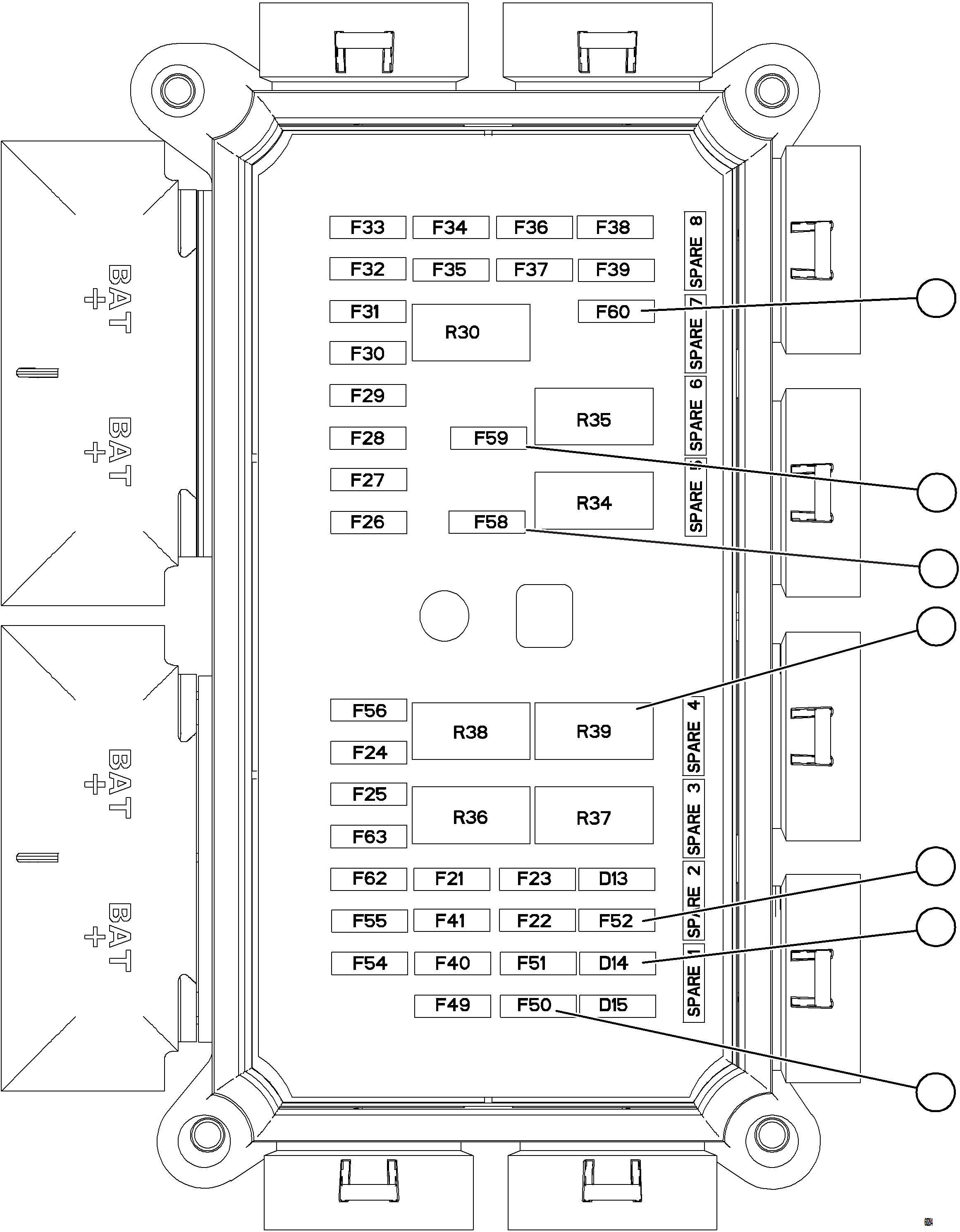 Dump Trucks Komatsu / AFE75-K 980E-5 S/N A50040 - A50041 TOROMOCHO(AFE75-K) / VEHICLE ELECTRICAL CENTER VEC-91    58E-06-20061(220 : 68284)