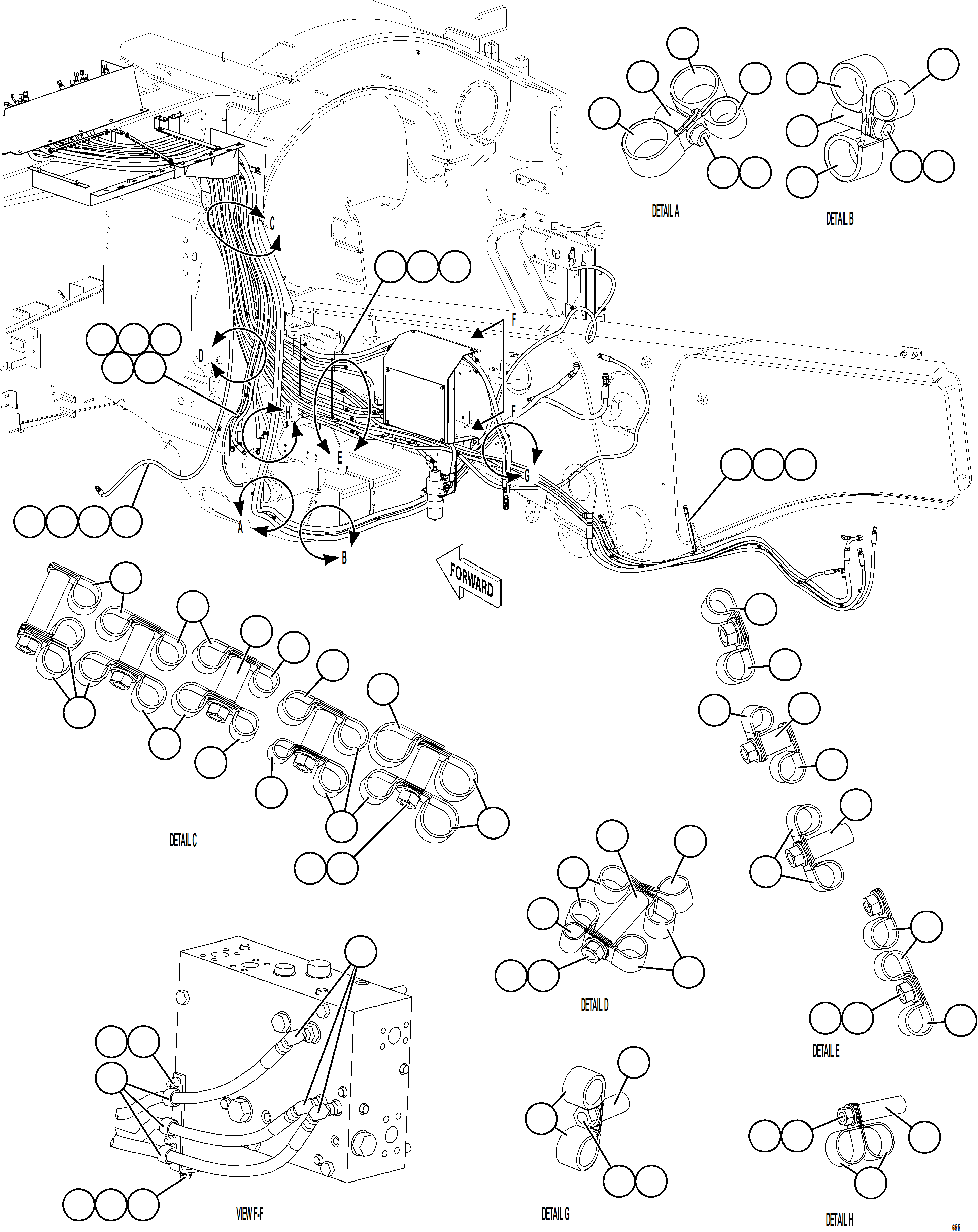 Dump Trucks Komatsu / AFE75-K 980E-5 S/N A50040 - A50041 TOROMOCHO(AFE75-K) / HYDRAULIC BRAKE CABINET HOSE CLAMPING    2/2(480 : 68717)