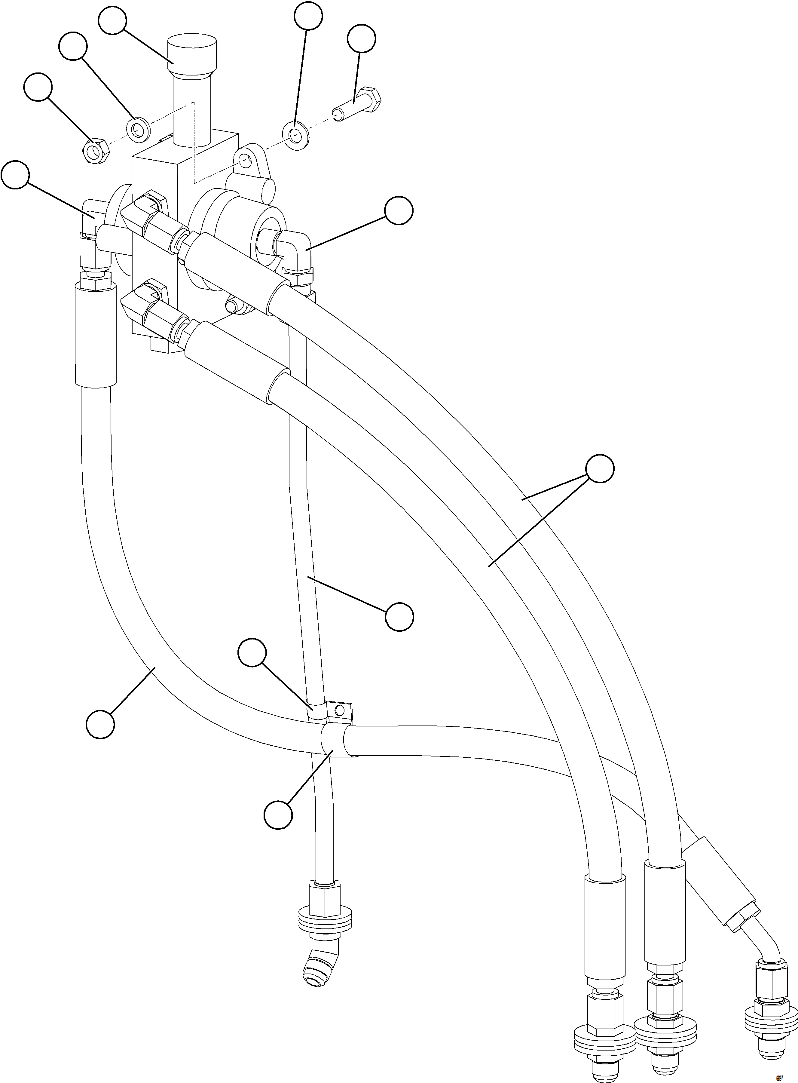 Dump Trucks Komatsu / AFE75-K 980E-5 S/N A50040 - A50041 TOROMOCHO(AFE75-K) / HOIST PILOT VALVE PIPING    1/2(492 : 69197)