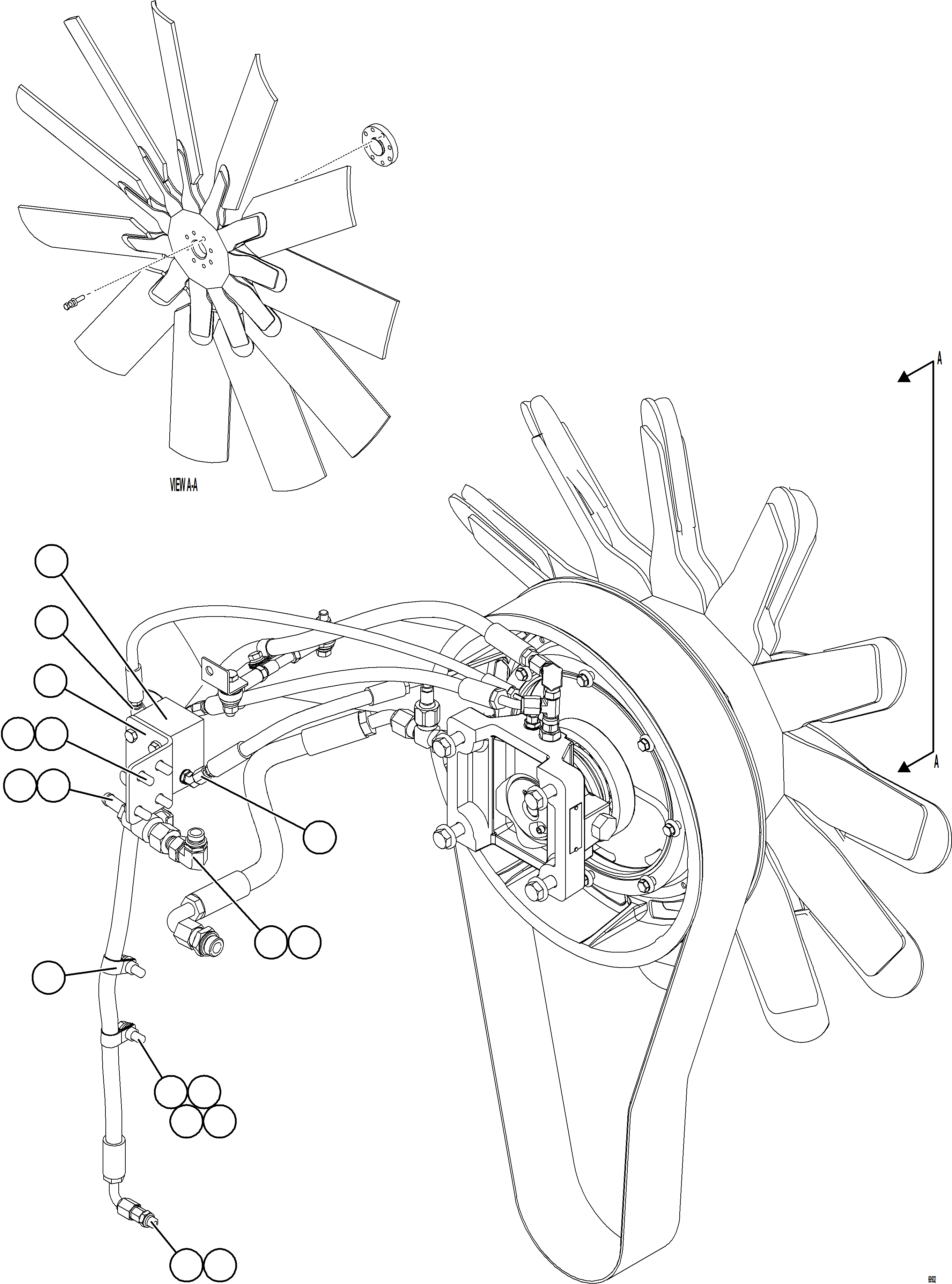 Komatsu parts book diagram for AFE75-M 980E-5 S/N A50044 - A50046, A50048  COPPER MOUNTAIN: FAN INSTALLATION    2/2